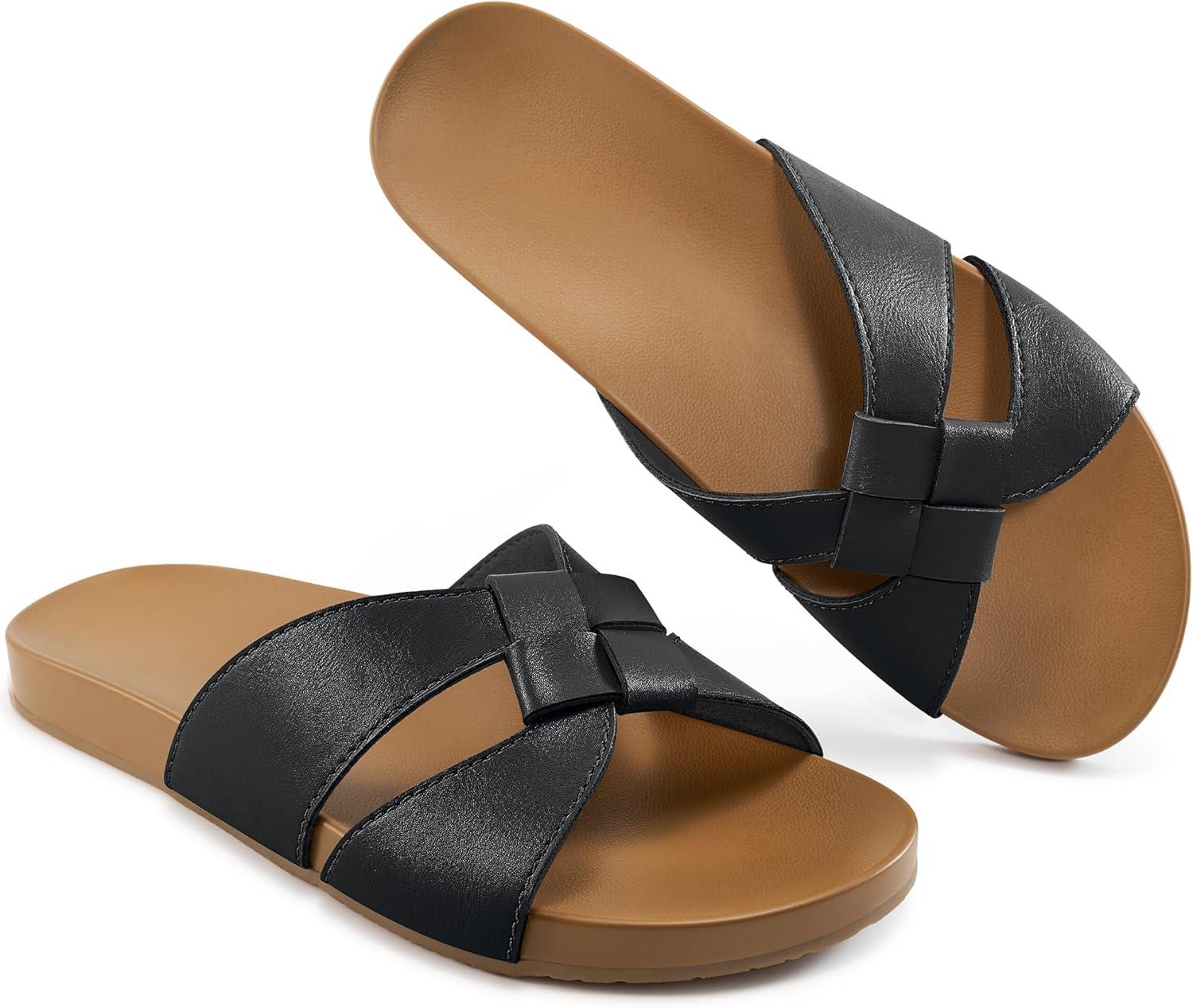 imageArch Support Sandals for Women Comfortable Dressy Summer Slides  Ladies Walking Beach Shoes Indoor OutdoorBlack