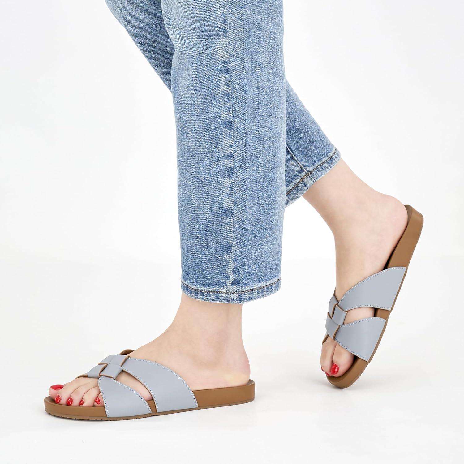 imageArch Support Sandals for Women Comfortable Dressy Summer Slides  Ladies Walking Beach Shoes Indoor OutdoorGrey