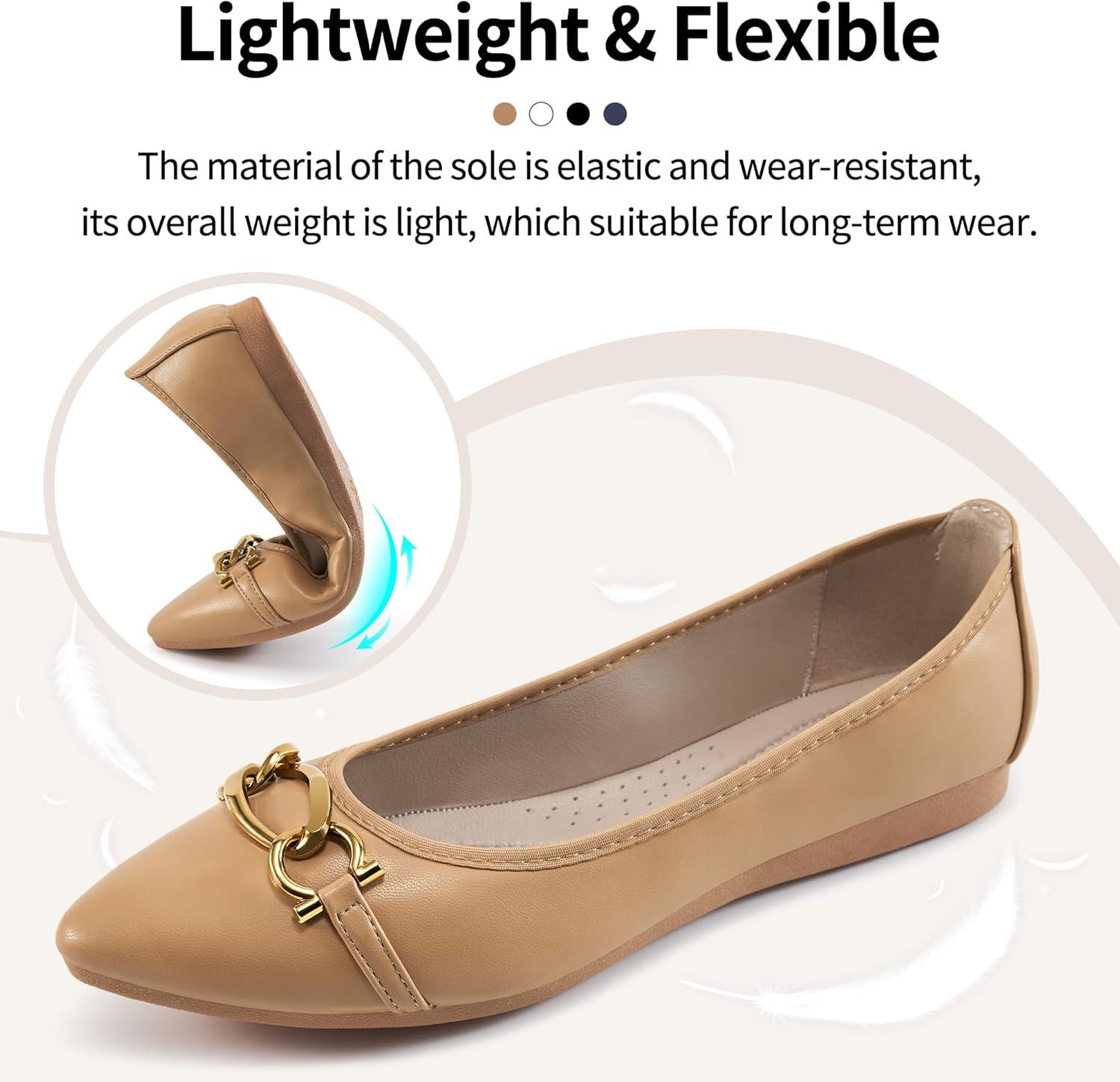 imageBallet Flats Shoes for Women Comfortable Work Dress Flats  Ladies Wedding Shoes for WalkingNude
