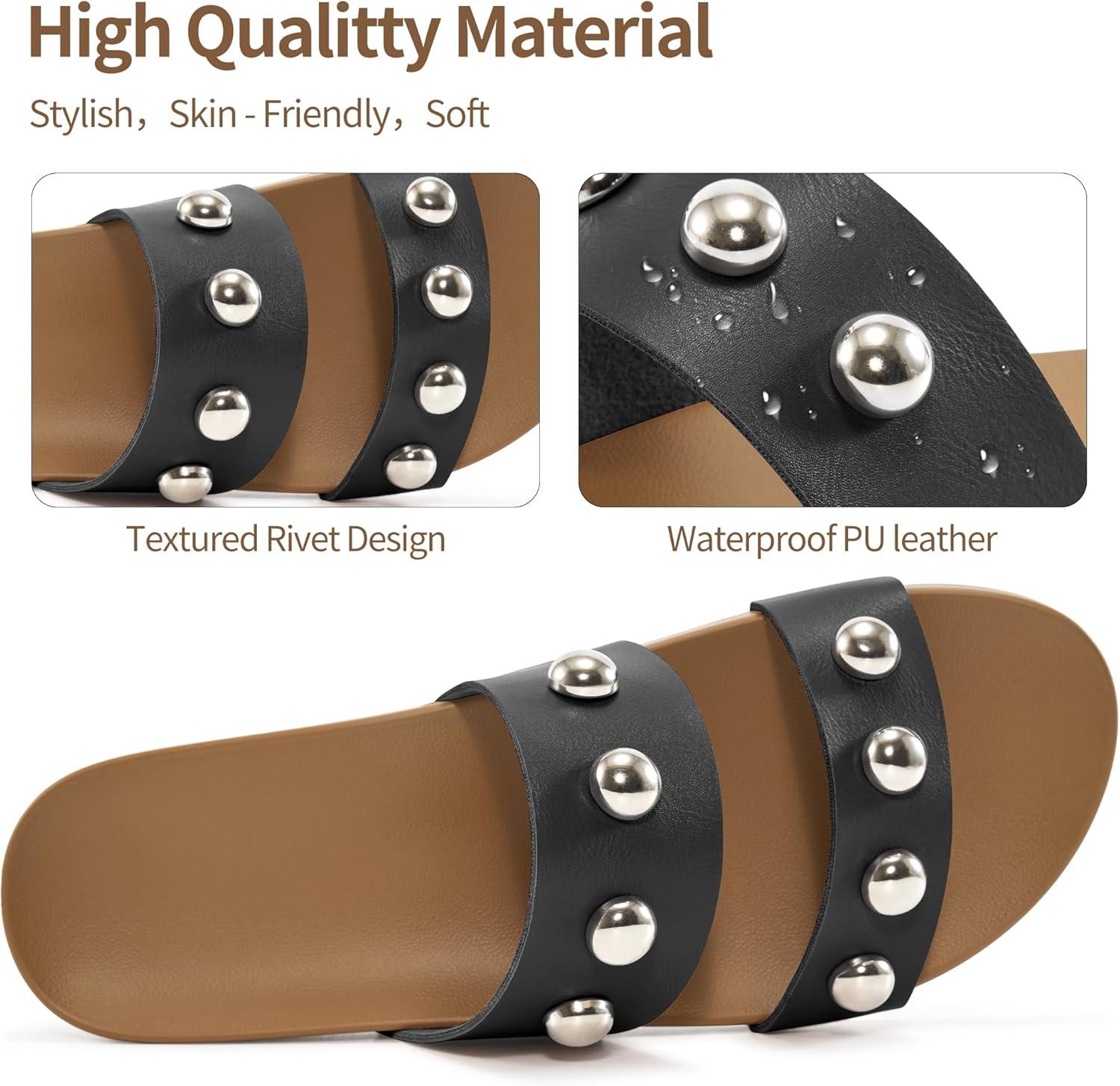 imageComfort Sandals for Women Outdoors Arch Support Open Toe Womens Sandals  Casual Slip On Beach Slides for WomenBlack