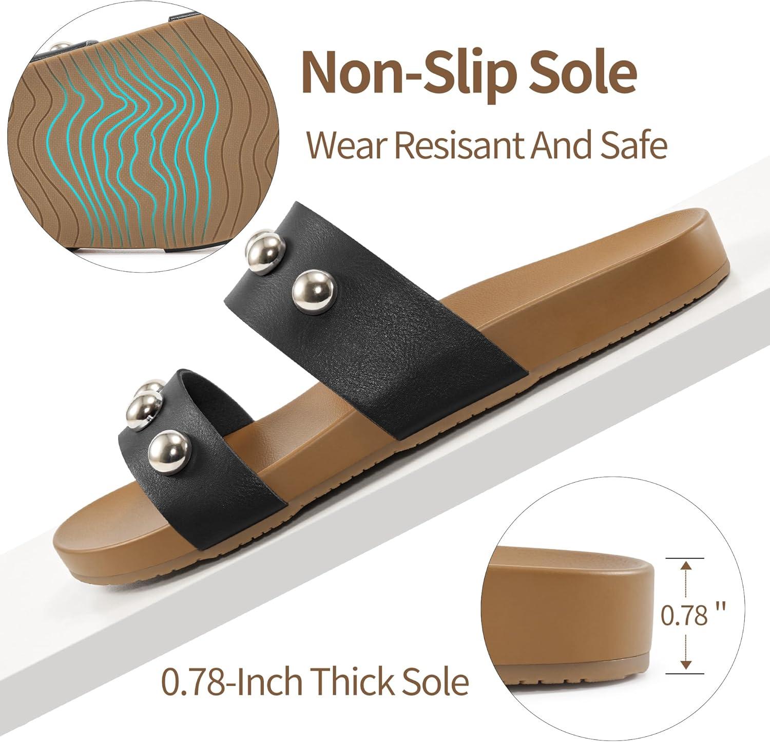 imageComfort Sandals for Women Outdoors Arch Support Open Toe Womens Sandals  Casual Slip On Beach Slides for WomenBlack