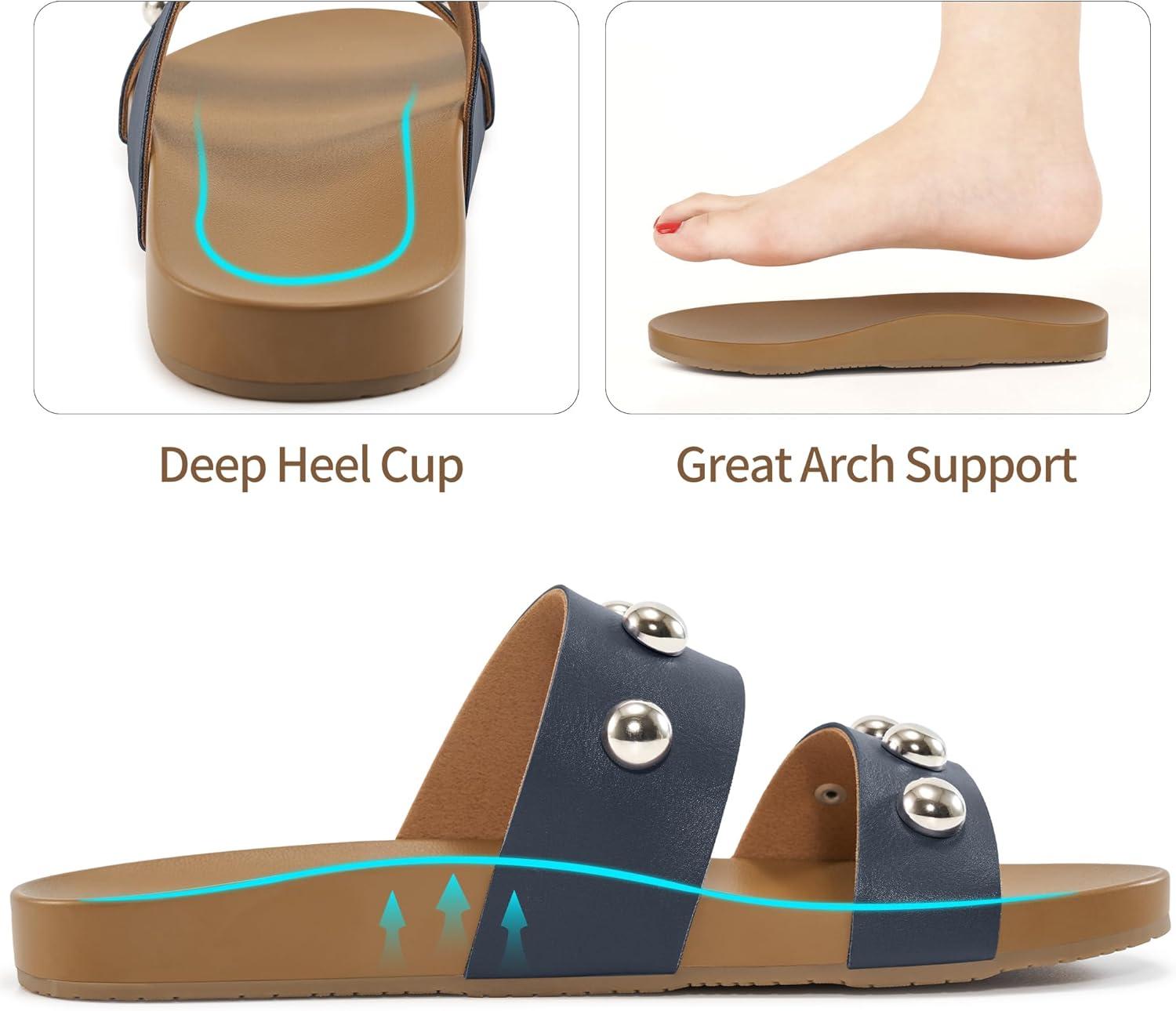 imageComfort Sandals for Women Outdoors Arch Support Open Toe Womens Sandals  Casual Slip On Beach Slides for WomenBlue
