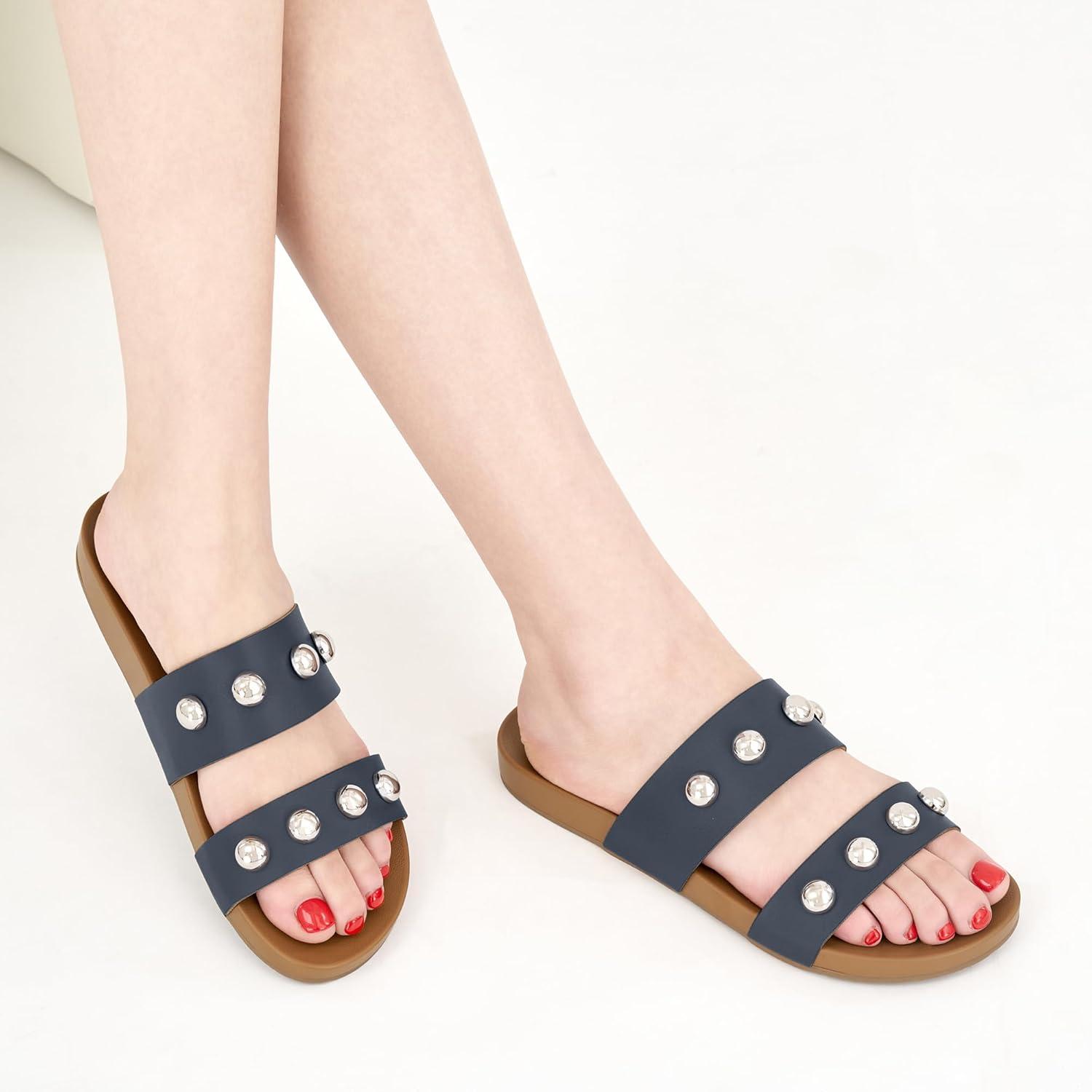 imageComfort Sandals for Women Outdoors Arch Support Open Toe Womens Sandals  Casual Slip On Beach Slides for WomenBlue