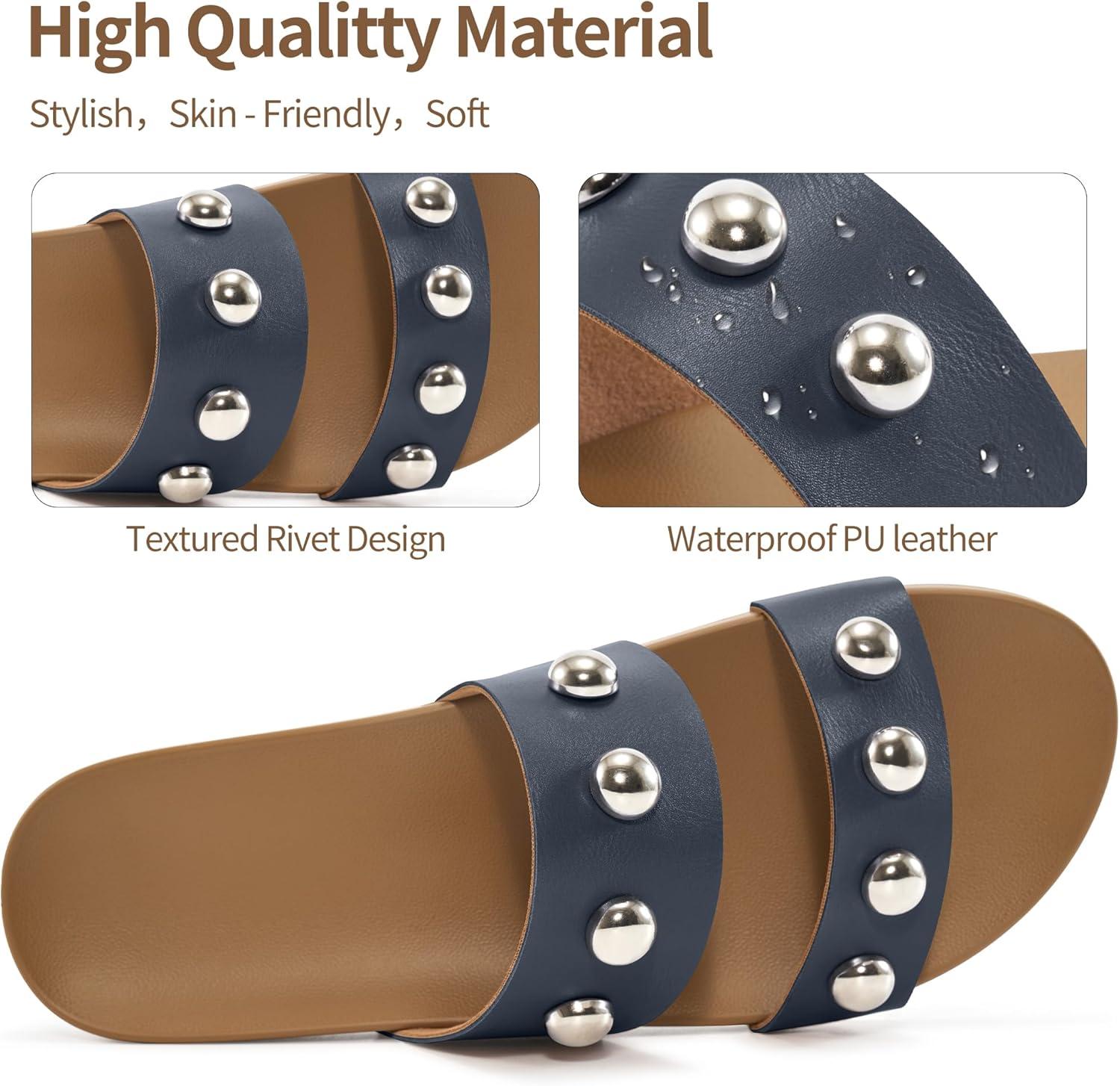 imageComfort Sandals for Women Outdoors Arch Support Open Toe Womens Sandals  Casual Slip On Beach Slides for WomenBlue