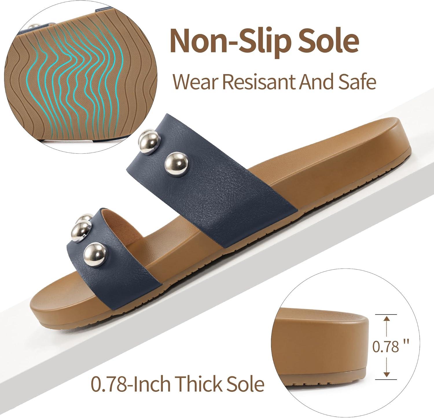 imageComfort Sandals for Women Outdoors Arch Support Open Toe Womens Sandals  Casual Slip On Beach Slides for WomenBlue