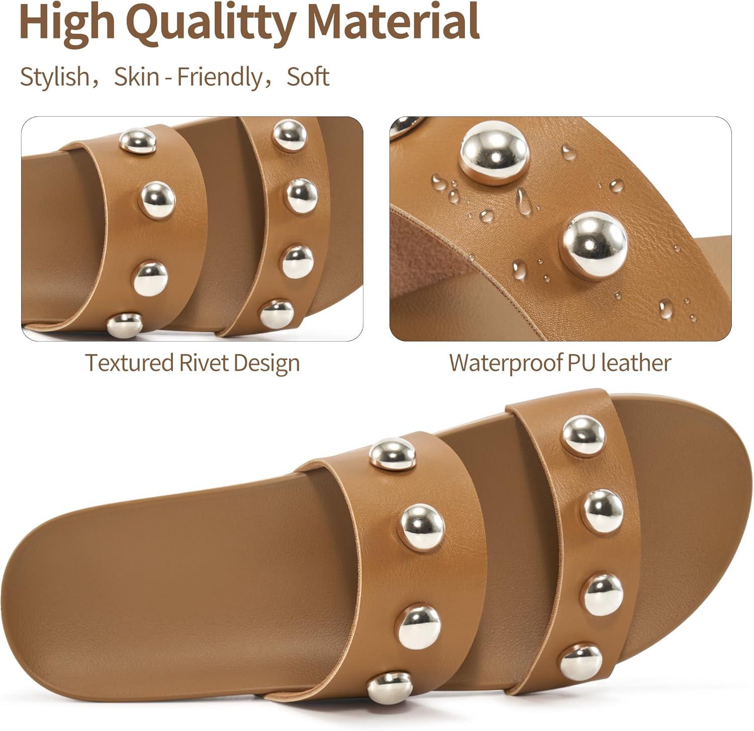 imageComfort Sandals for Women Outdoors Arch Support Open Toe Womens Sandals  Casual Slip On Beach Slides for WomenBrown