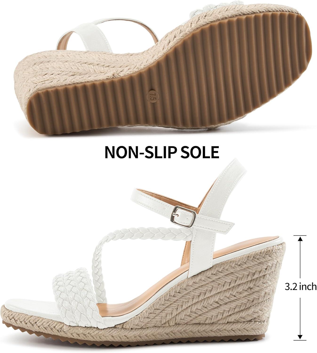 imageDressy Wedge Sandals for Women Comfortable Espadrille Summer Wedding Platform WedgeWhite