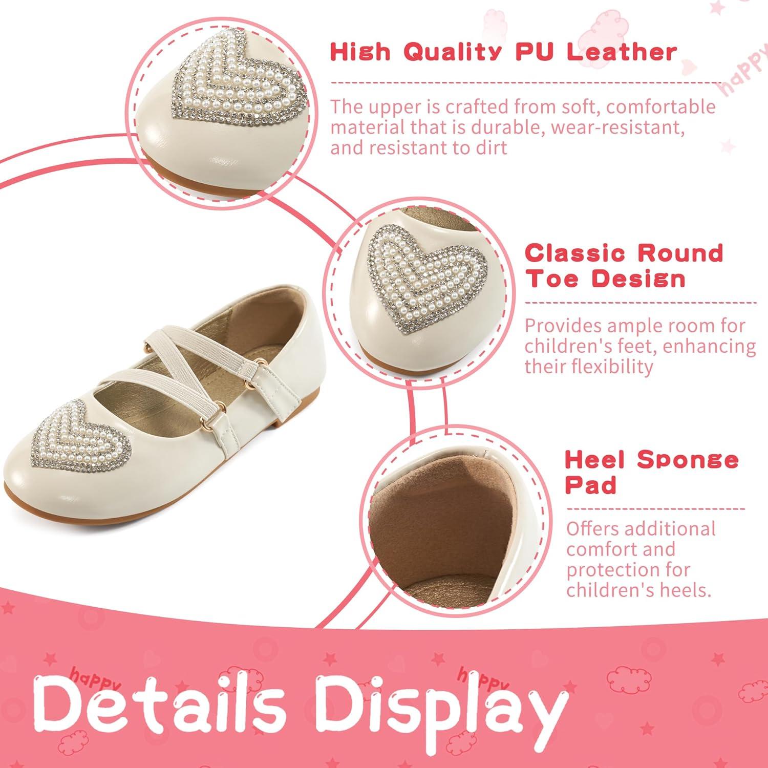 imageGirls Dress Shoes Flats Little Kid Princess Flat for Birthday Wedding  Toddler Ballerina Shoe for School WalkingBeige