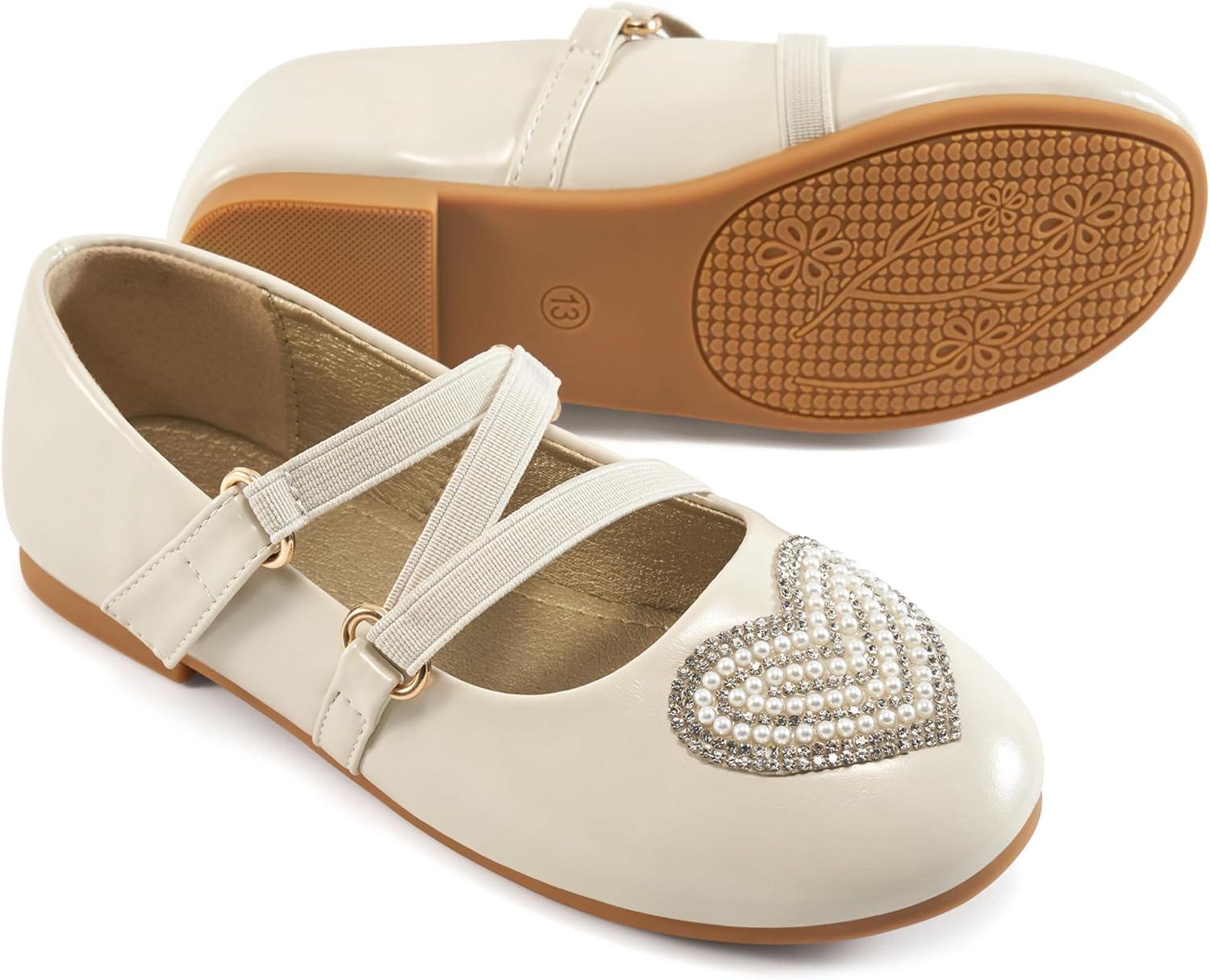imageGirls Dress Shoes Flats Little Kid Princess Flat for Birthday Wedding  Toddler Ballerina Shoe for School WalkingBeige