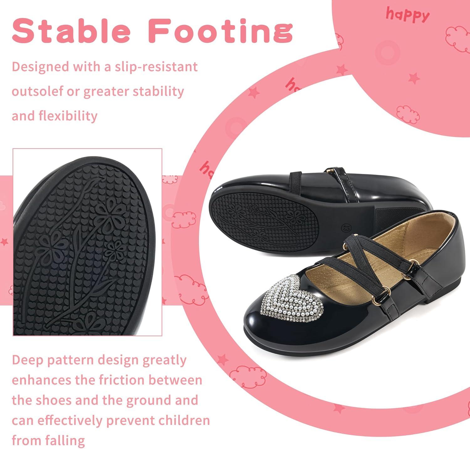 imageGirls Dress Shoes Flats Little Kid Princess Flat for Birthday Wedding  Toddler Ballerina Shoe for School WalkingBlack