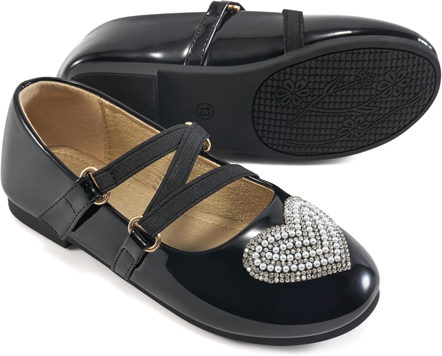 imageGirls Dress Shoes Flats Little Kid Princess Flat for Birthday Wedding  Toddler Ballerina Shoe for School WalkingBlack