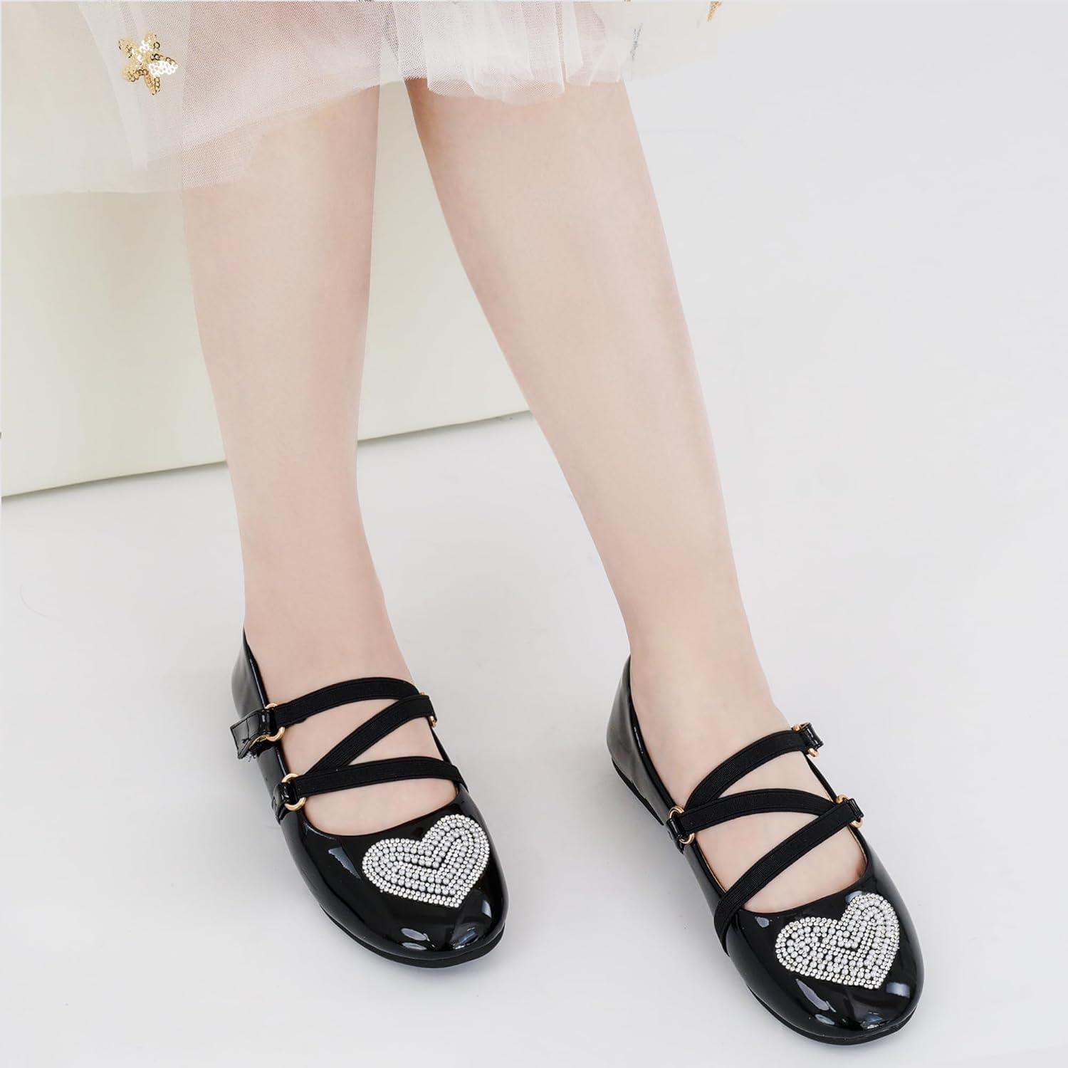 imageGirls Dress Shoes Flats Little Kid Princess Flat for Birthday Wedding  Toddler Ballerina Shoe for School WalkingBlack