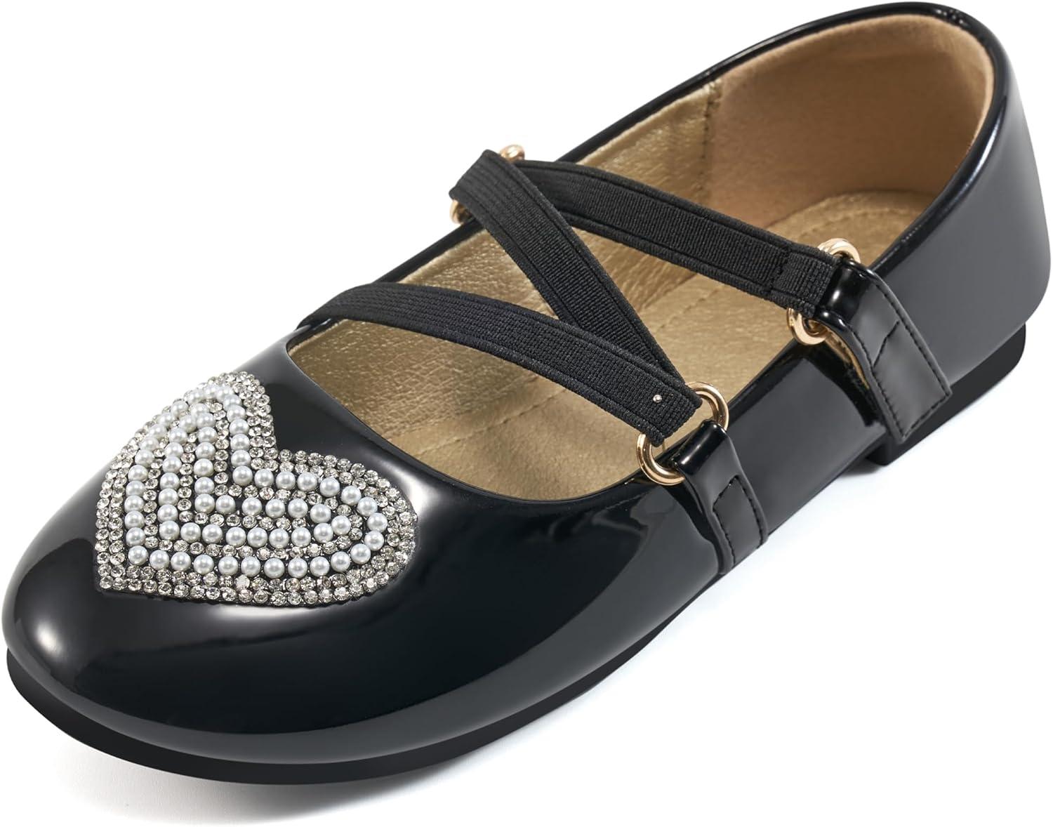 imageGirls Dress Shoes Flats Little Kid Princess Flat for Birthday Wedding  Toddler Ballerina Shoe for School WalkingBlack