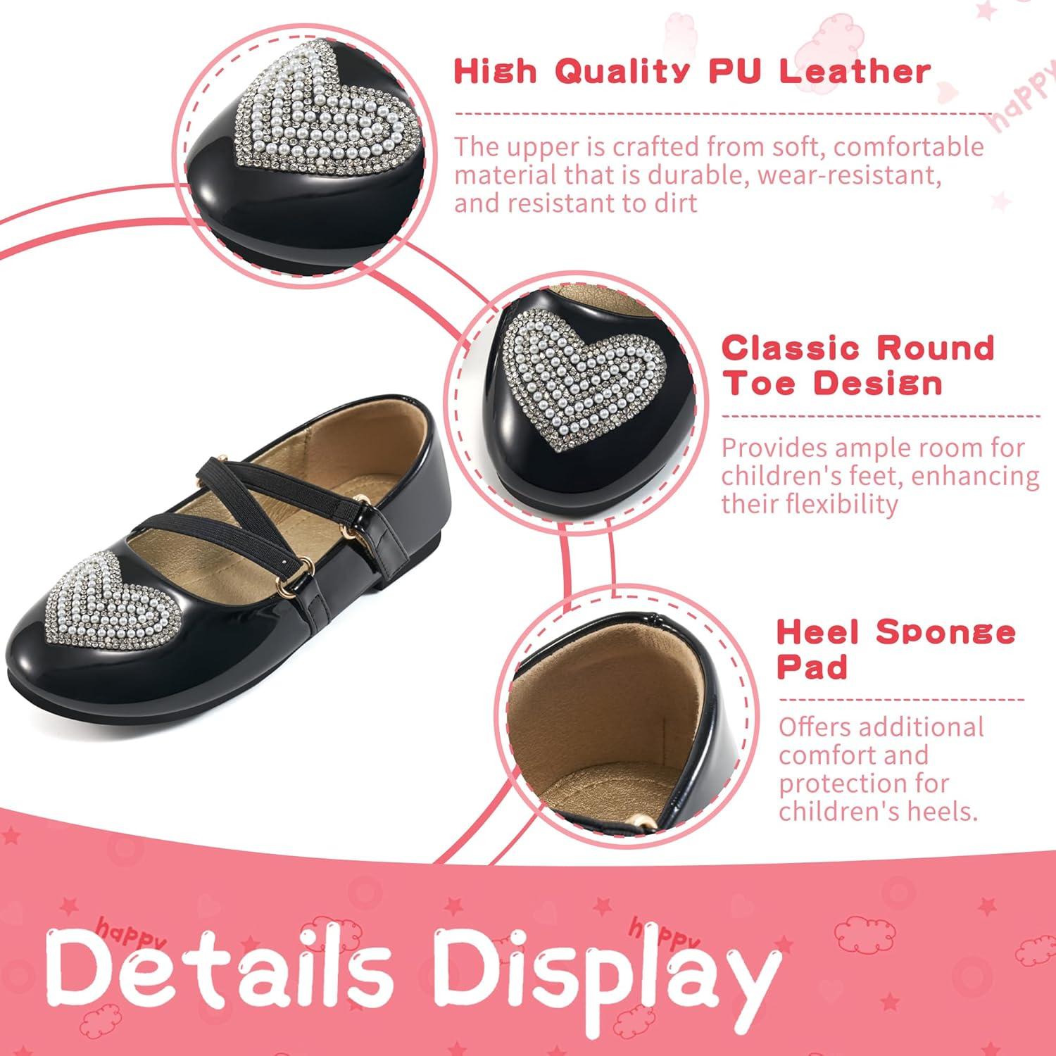 imageGirls Dress Shoes Flats Little Kid Princess Flat for Birthday Wedding  Toddler Ballerina Shoe for School WalkingBlack