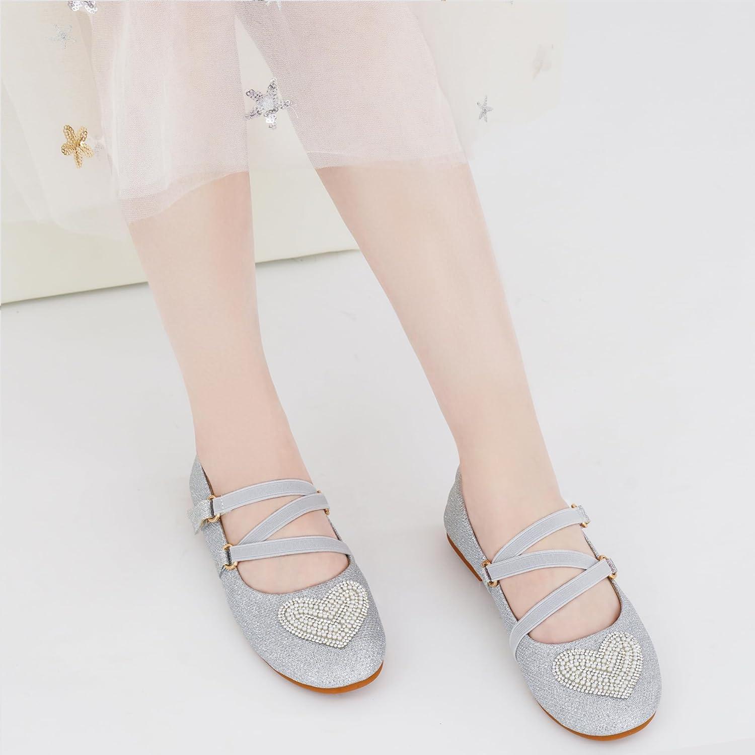 imageGirls Dress Shoes Flats Little Kid Princess Flat for Birthday Wedding  Toddler Ballerina Shoe for School WalkingSilver