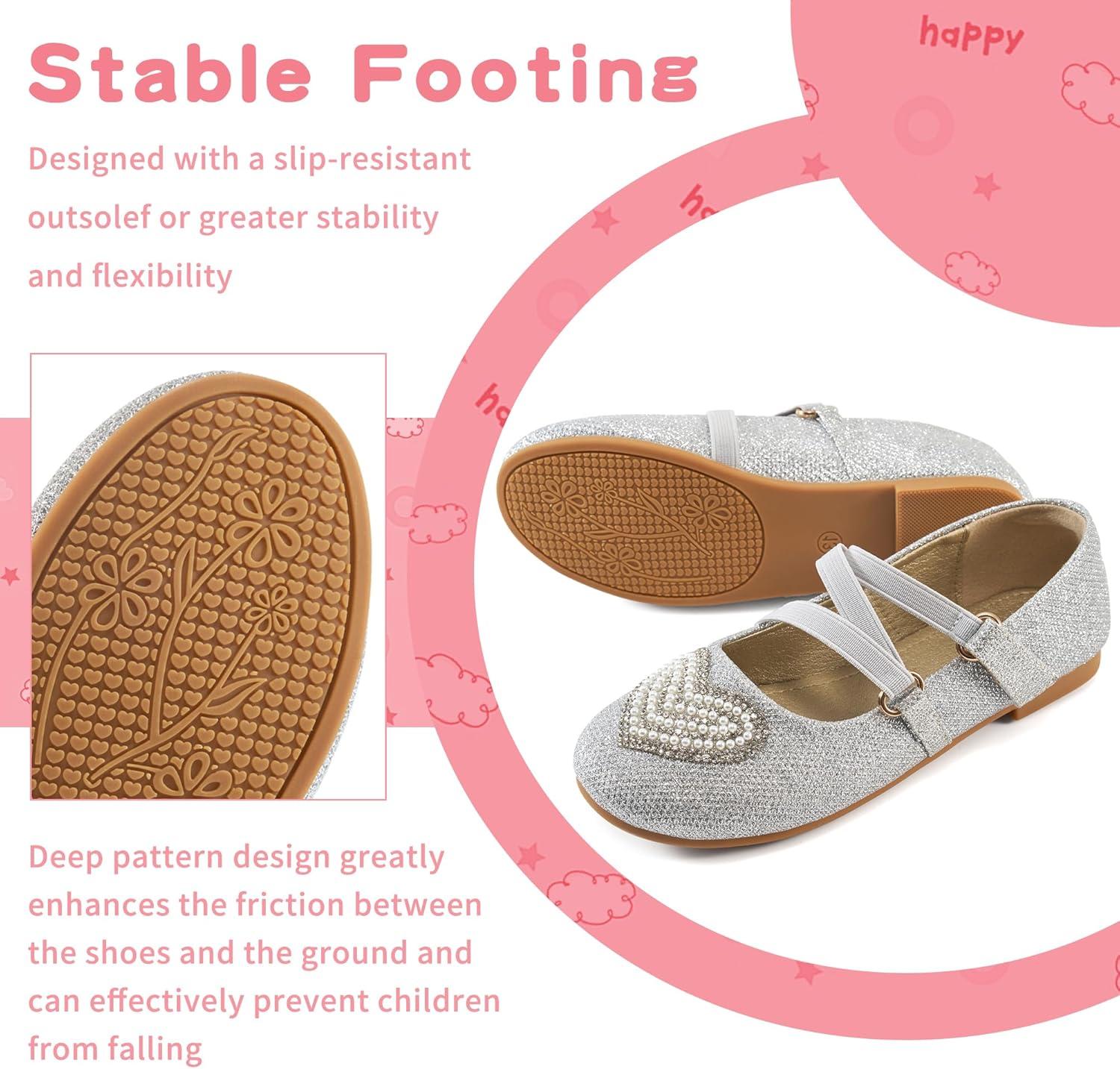 imageGirls Dress Shoes Flats Little Kid Princess Flat for Birthday Wedding  Toddler Ballerina Shoe for School WalkingSilver