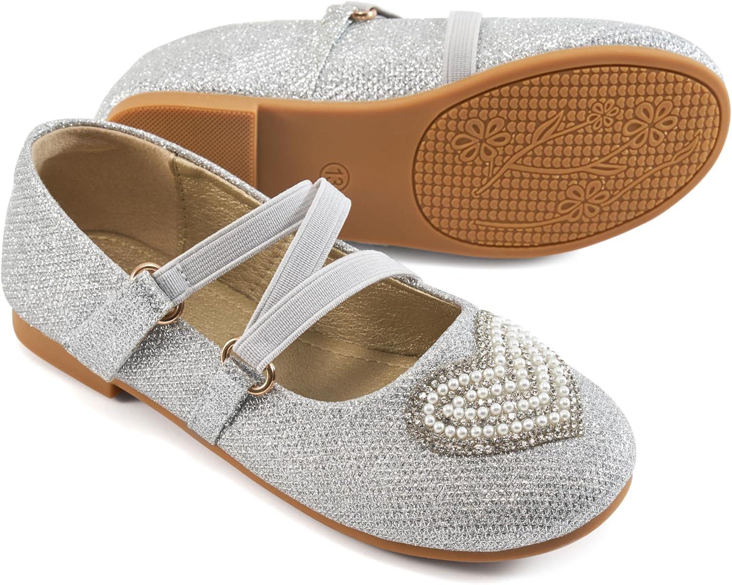 imageGirls Dress Shoes Flats Little Kid Princess Flat for Birthday Wedding  Toddler Ballerina Shoe for School WalkingSilver