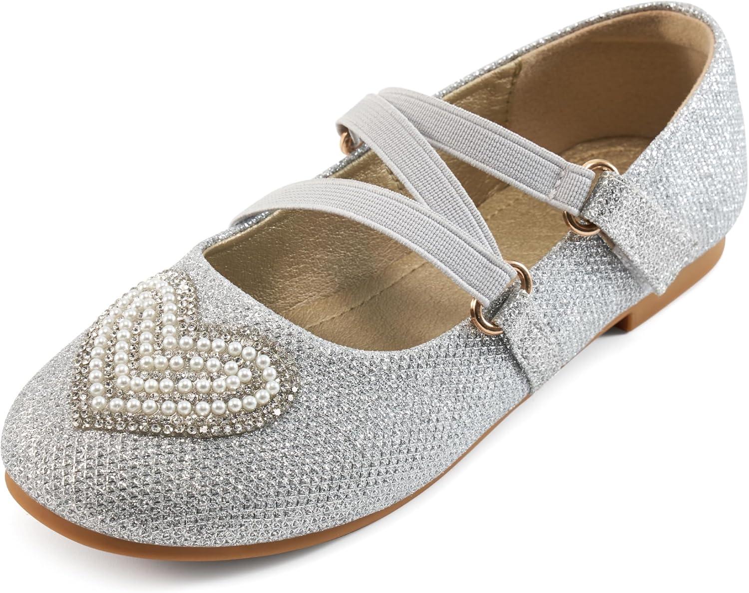imageGirls Dress Shoes Flats Little Kid Princess Flat for Birthday Wedding  Toddler Ballerina Shoe for School WalkingSilver