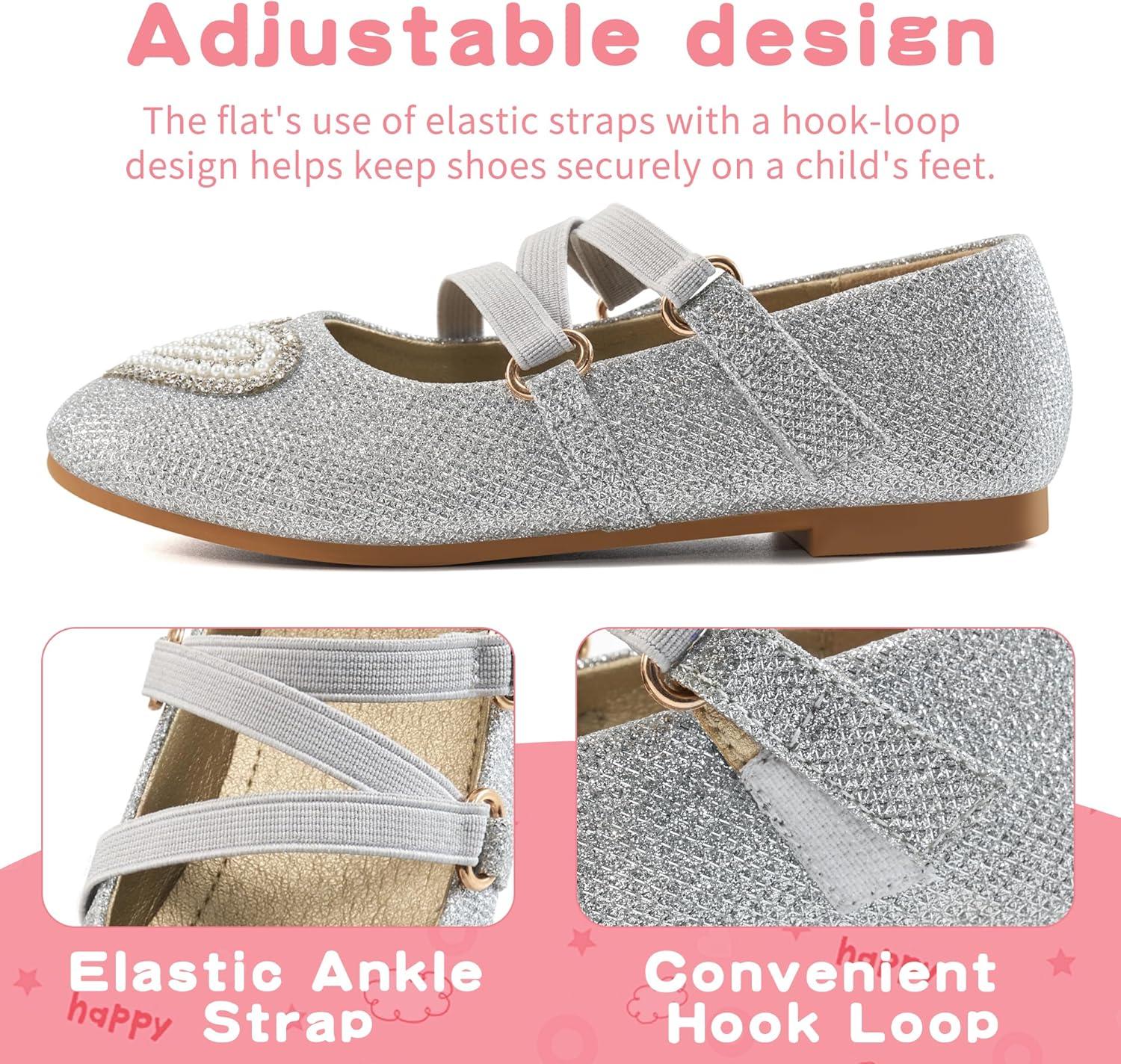 imageGirls Dress Shoes Flats Little Kid Princess Flat for Birthday Wedding  Toddler Ballerina Shoe for School WalkingSilver