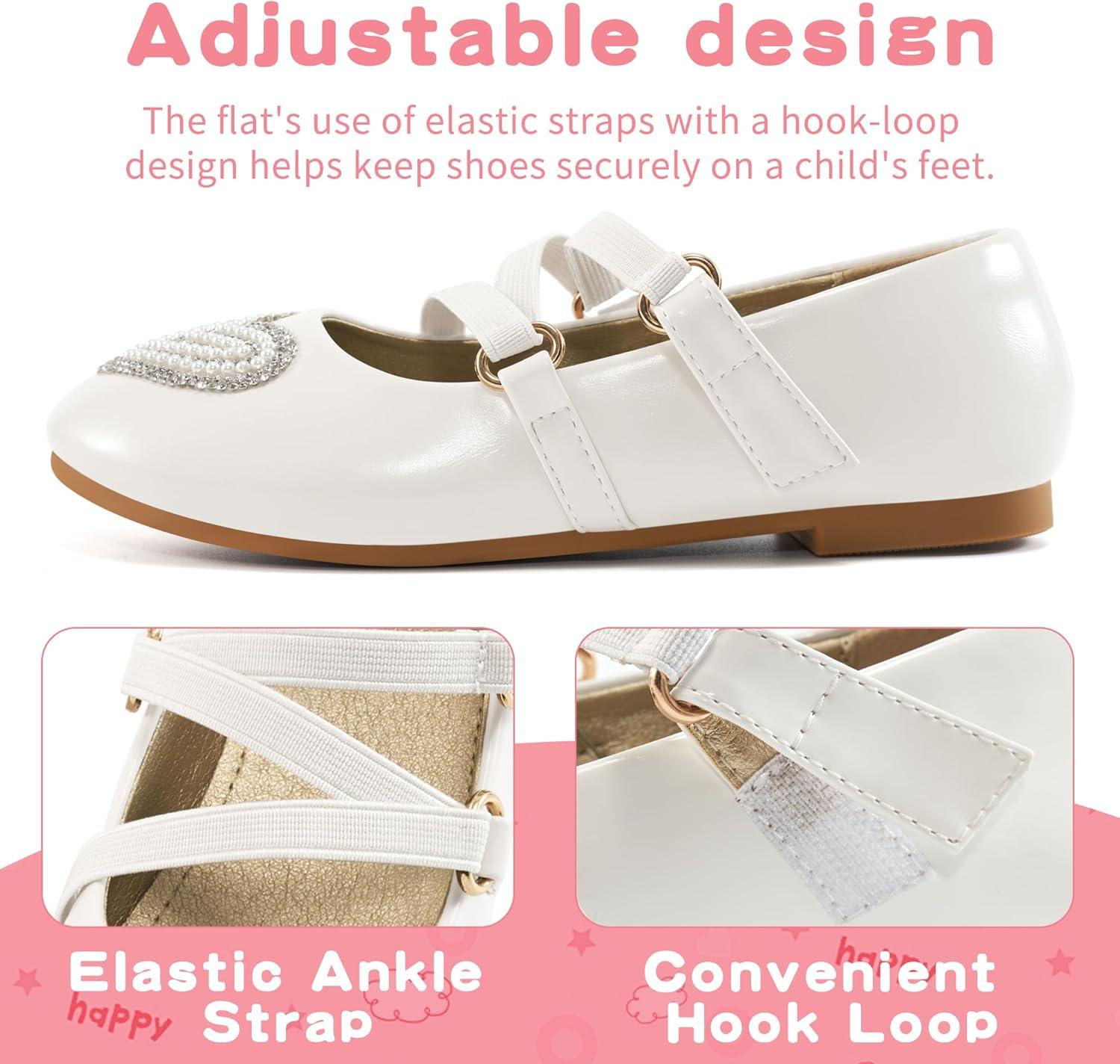 imageGirls Dress Shoes Flats Little Kid Princess Flat for Birthday Wedding  Toddler Ballerina Shoe for School WalkingWhite