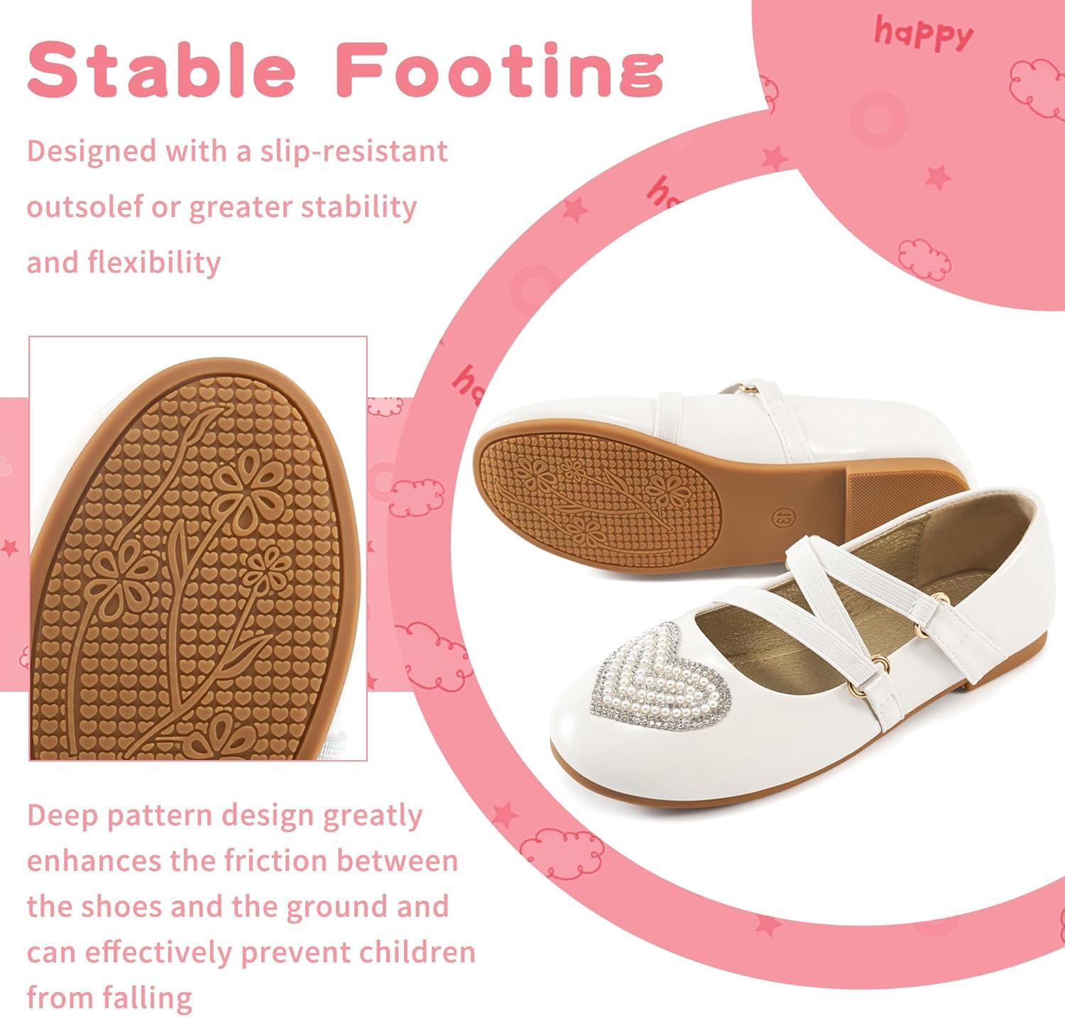 imageGirls Dress Shoes Flats Little Kid Princess Flat for Birthday Wedding  Toddler Ballerina Shoe for School WalkingWhite