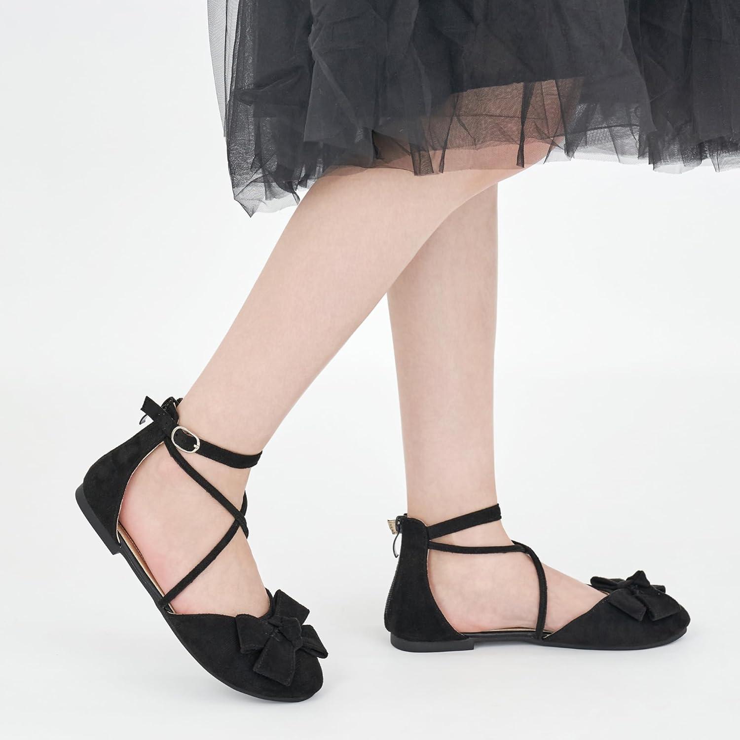 imageGirls Dress Shoes Flats Little Kid Princess Wedding Party Ballet Flat  School Shoe for GirlBlack