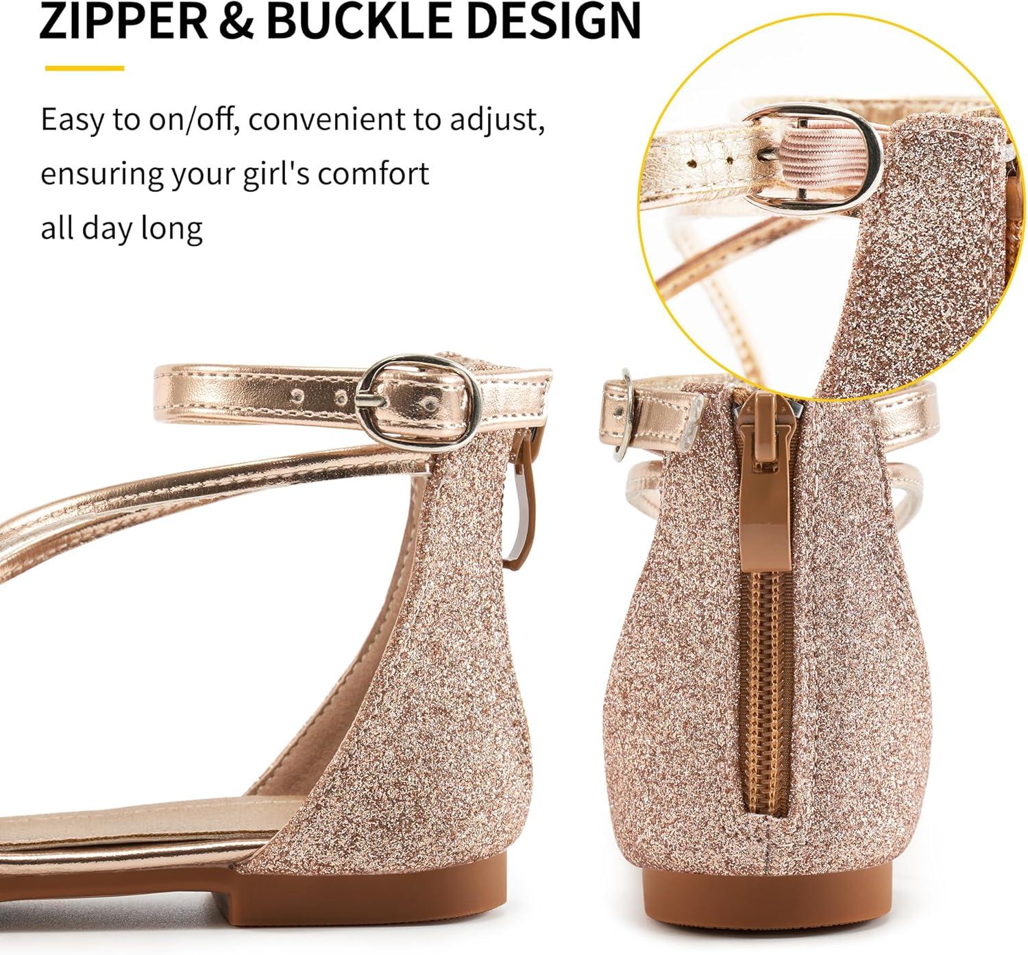 imageGirls Dress Shoes Flats Little Kid Princess Wedding Party Ballet Flat  School Shoe for GirlGold