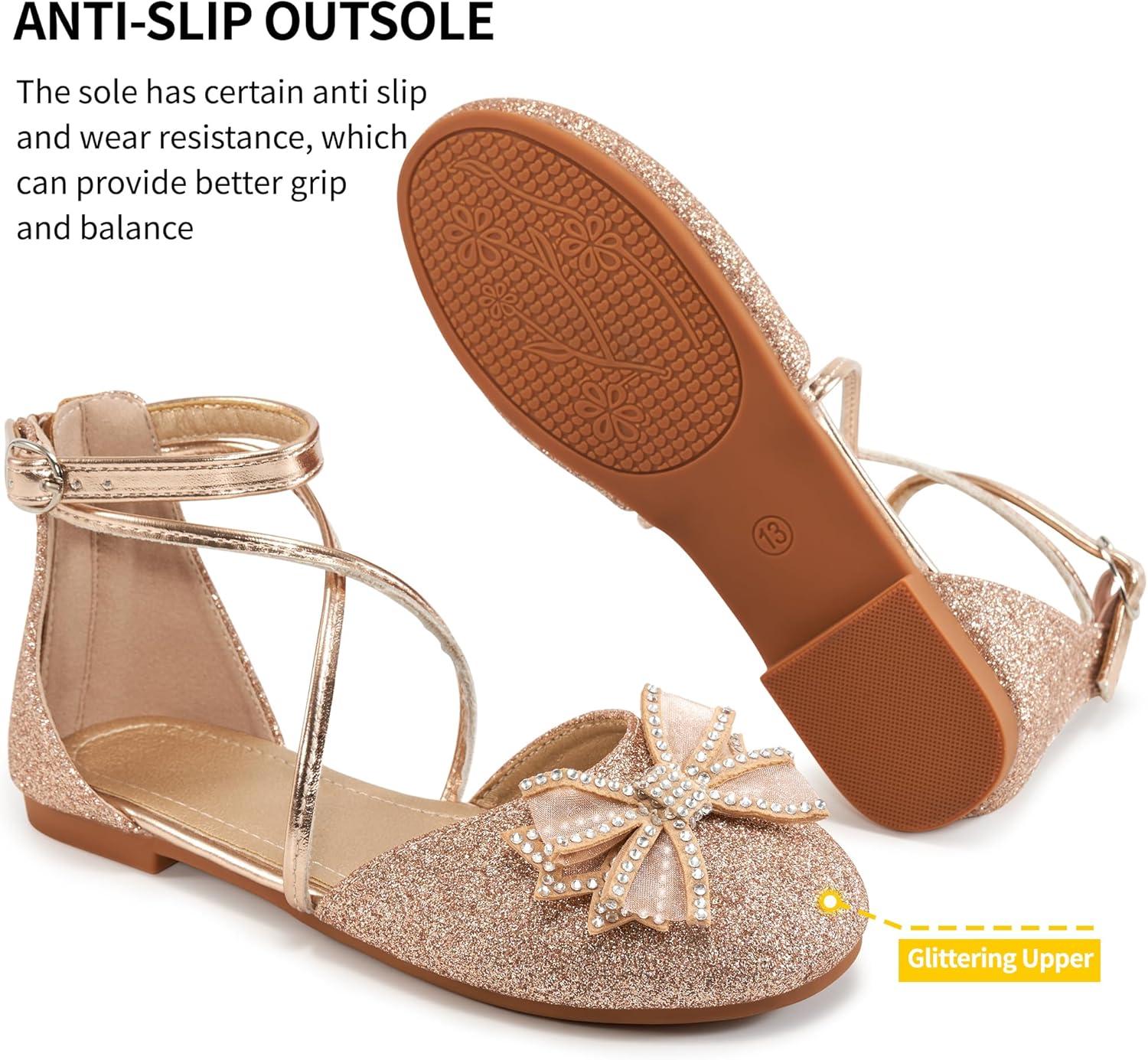 imageGirls Dress Shoes Flats Little Kid Princess Wedding Party Ballet Flat  School Shoe for GirlGold