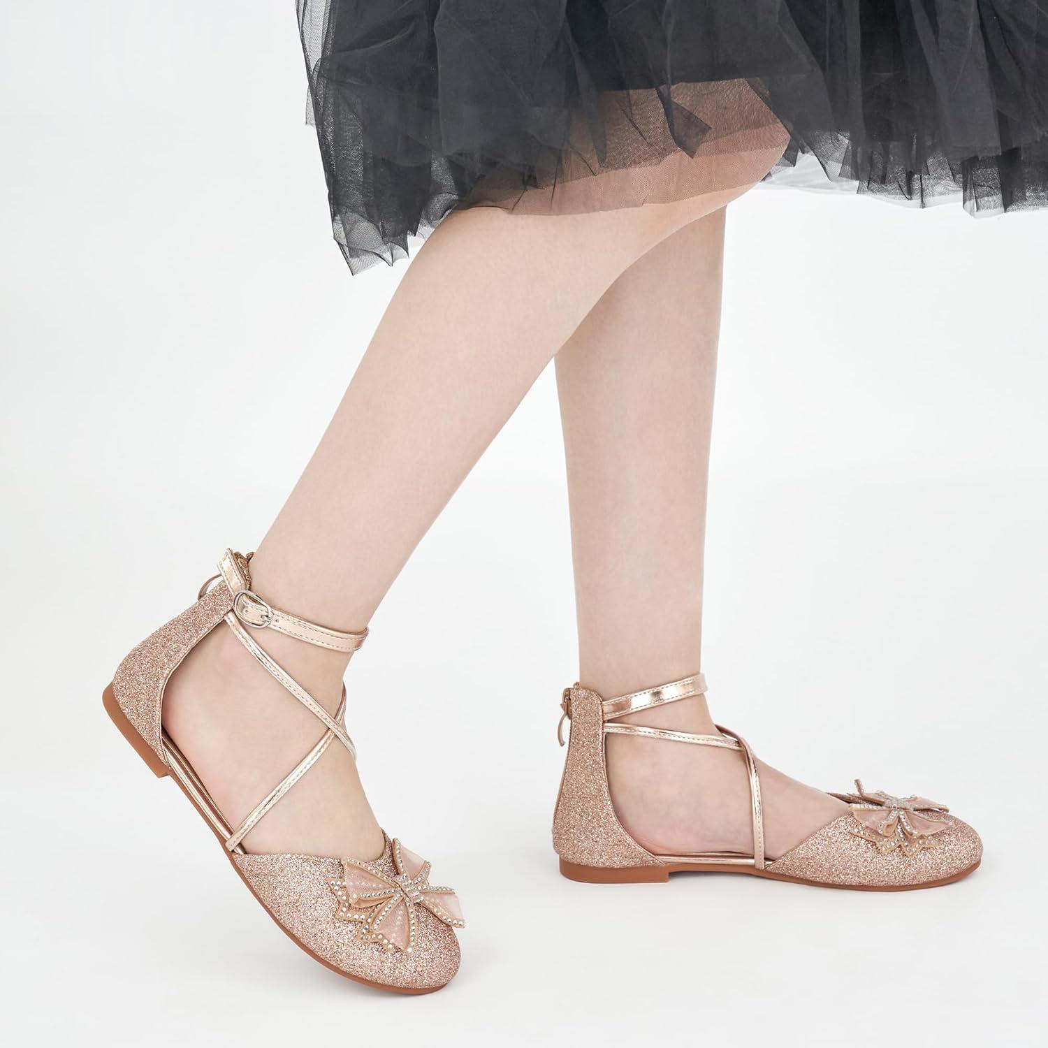 imageGirls Dress Shoes Flats Little Kid Princess Wedding Party Ballet Flat  School Shoe for GirlGold