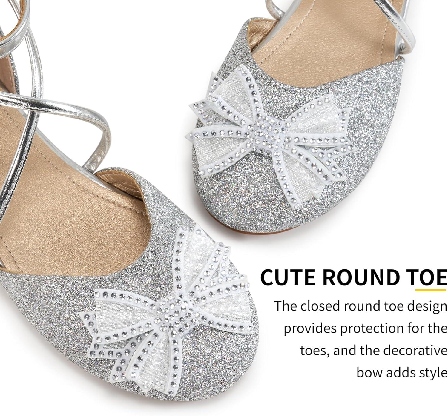 imageGirls Dress Shoes Flats Little Kid Princess Wedding Party Ballet Flat  School Shoe for GirlSilver