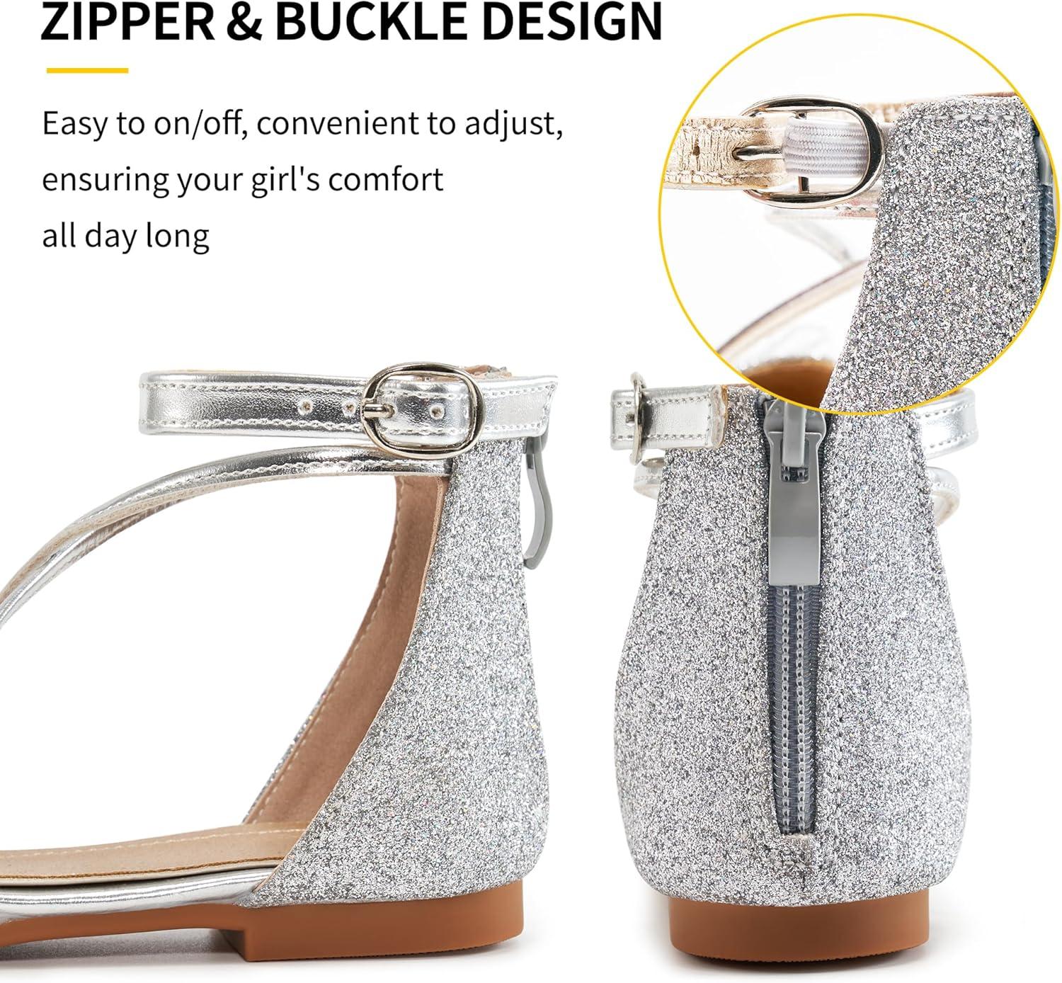 imageGirls Dress Shoes Flats Little Kid Princess Wedding Party Ballet Flat  School Shoe for GirlSilver