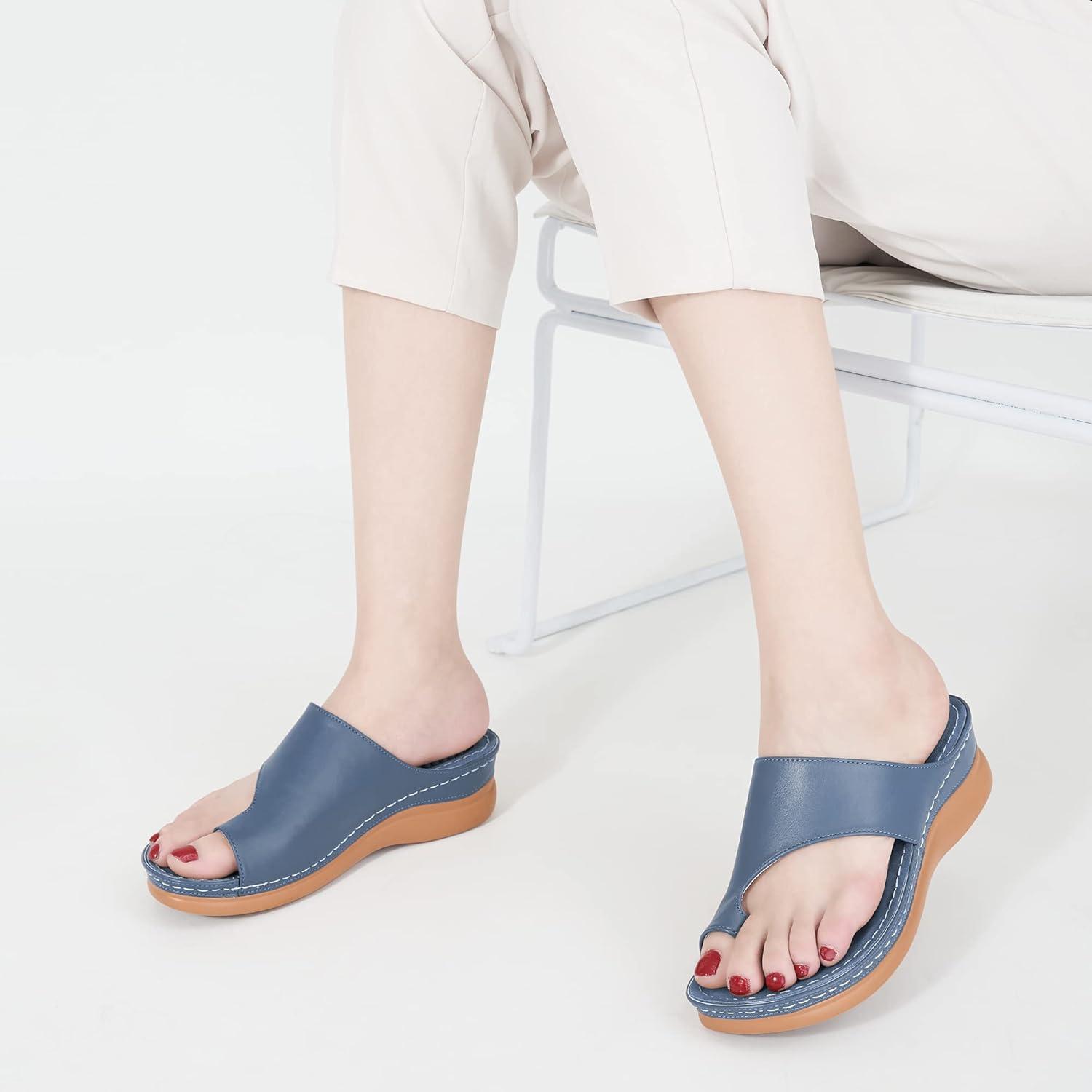 imageOrthopedic Wedge Sandals for Women Comfortable Dressy Summer Sandals Women Comfortable Casual Walking Wedges PlatformBlue