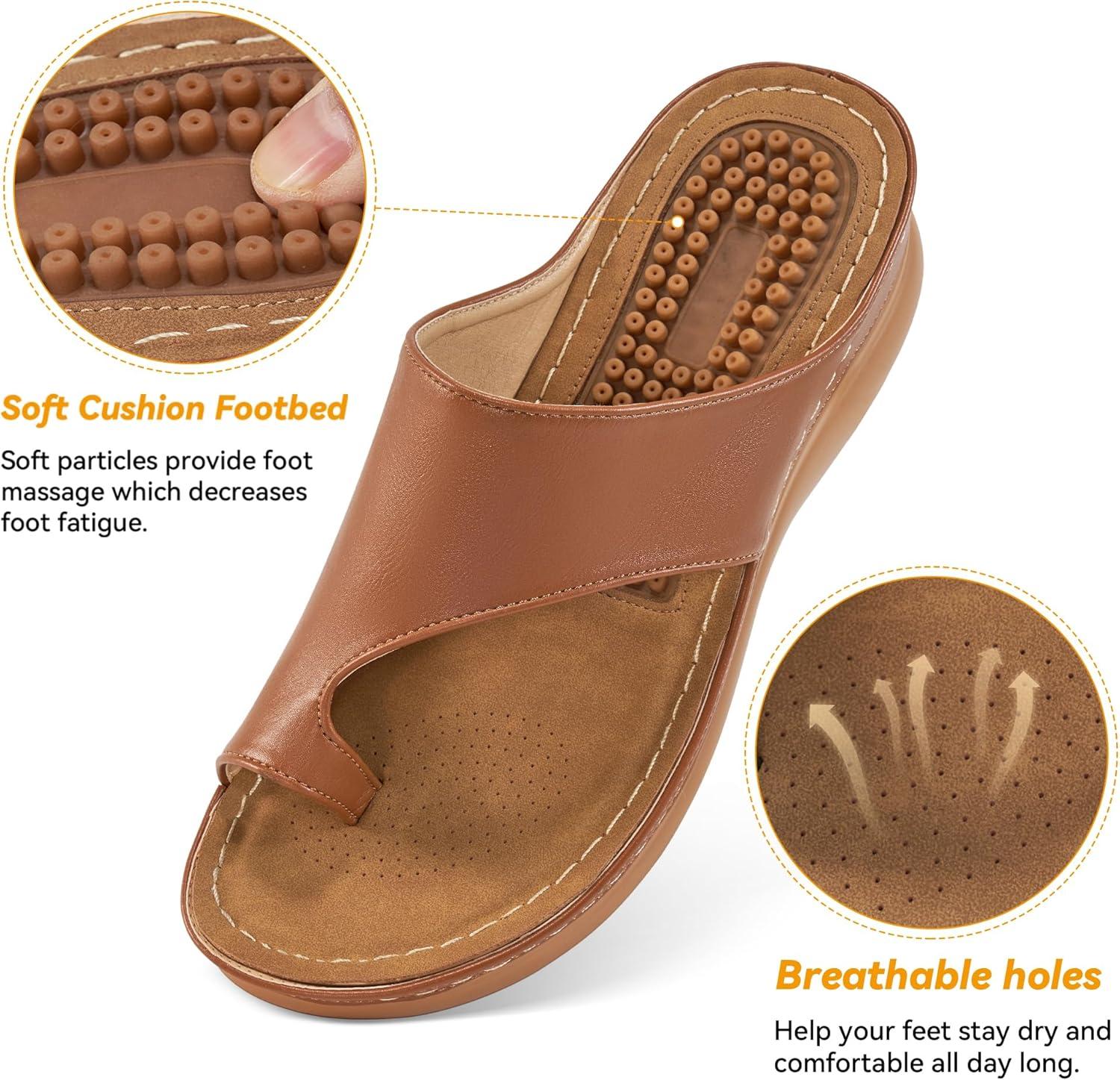 imageOrthopedic Wedge Sandals for Women Comfortable Dressy Summer Sandals Women Comfortable Casual Walking Wedges PlatformBrown