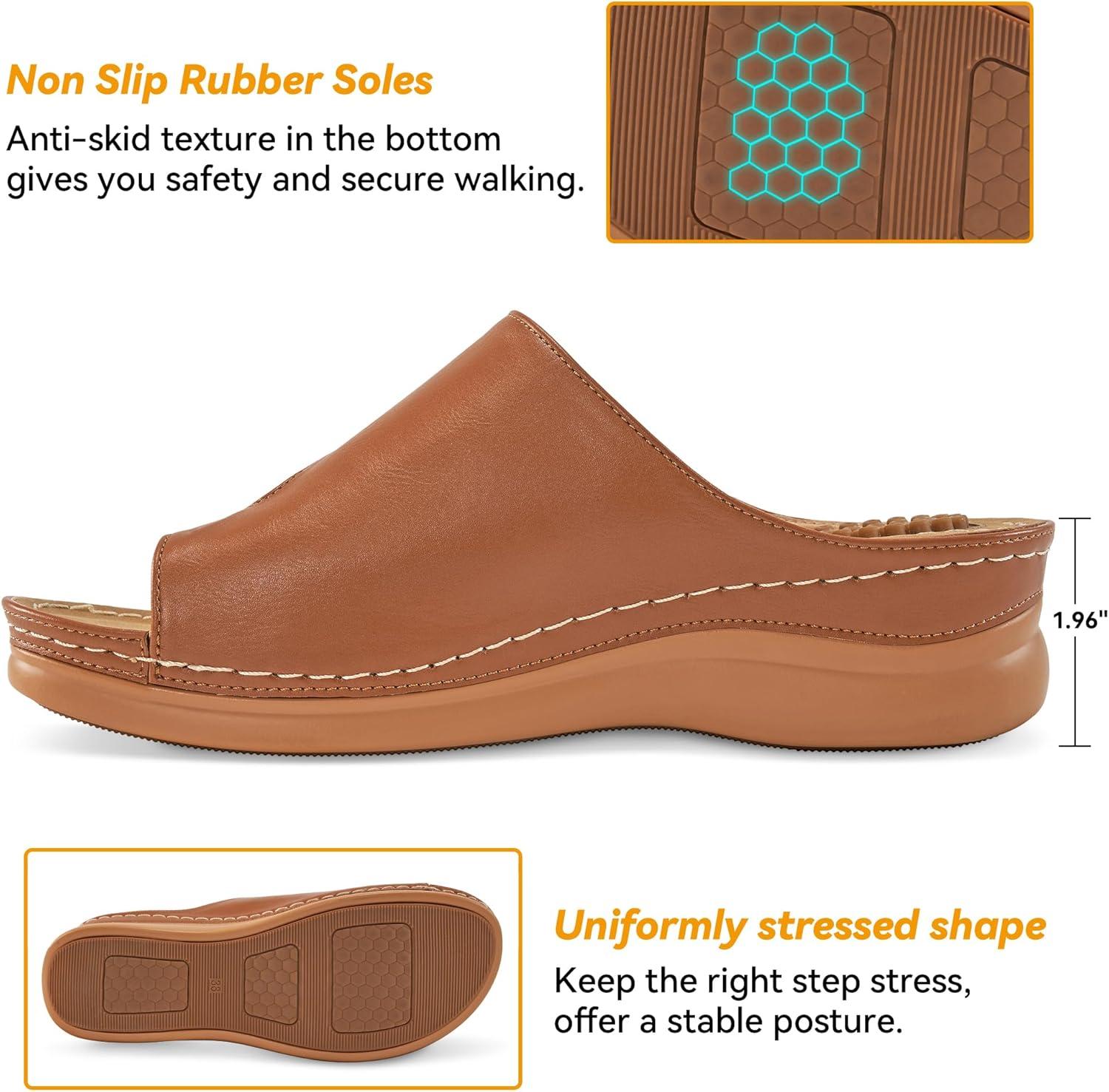 imageOrthopedic Wedge Sandals for Women Comfortable Dressy Summer Sandals Women Comfortable Casual Walking Wedges PlatformBrown