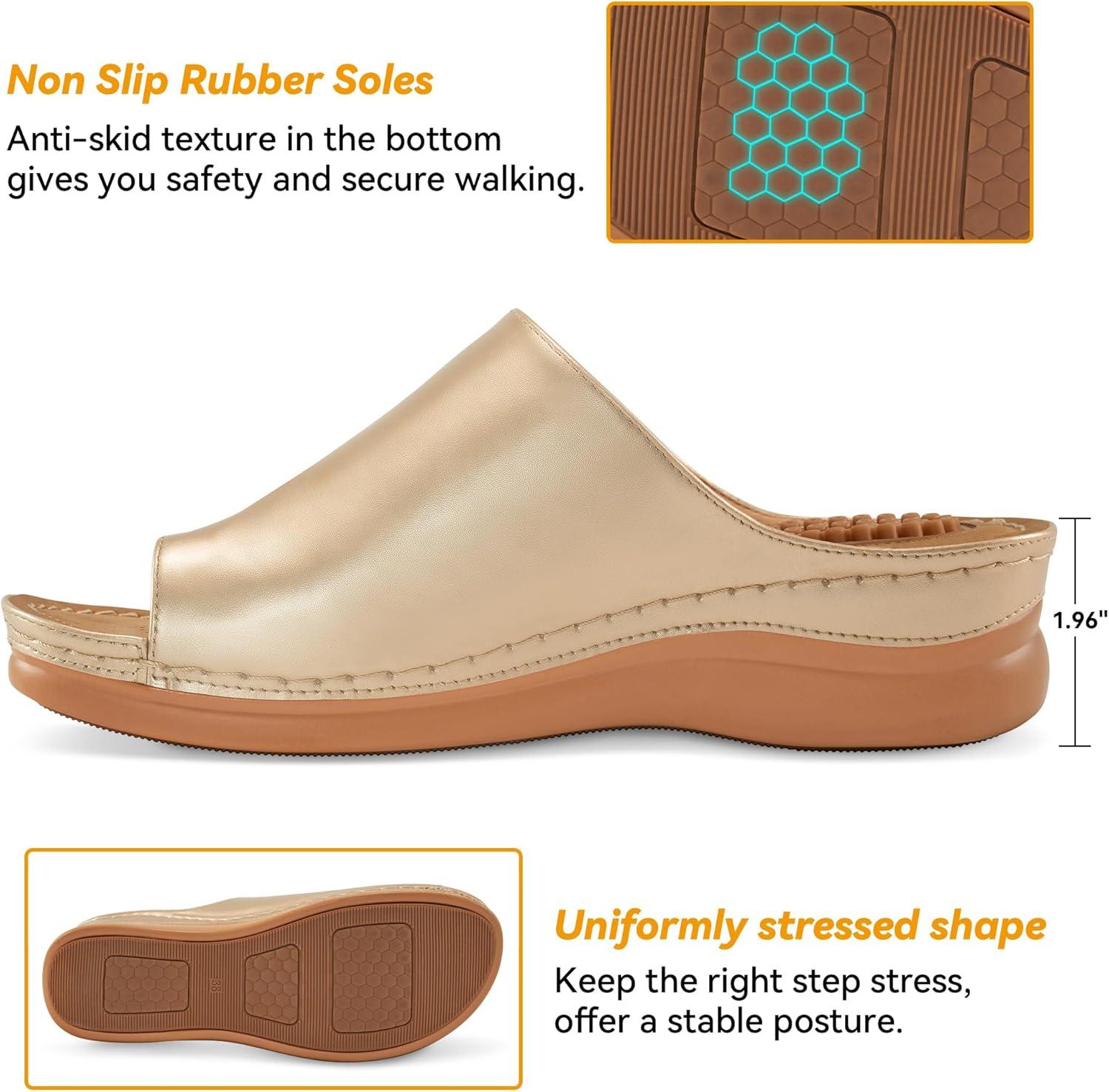 imageOrthopedic Wedge Sandals for Women Comfortable Dressy Summer Sandals Women Comfortable Casual Walking Wedges PlatformGold