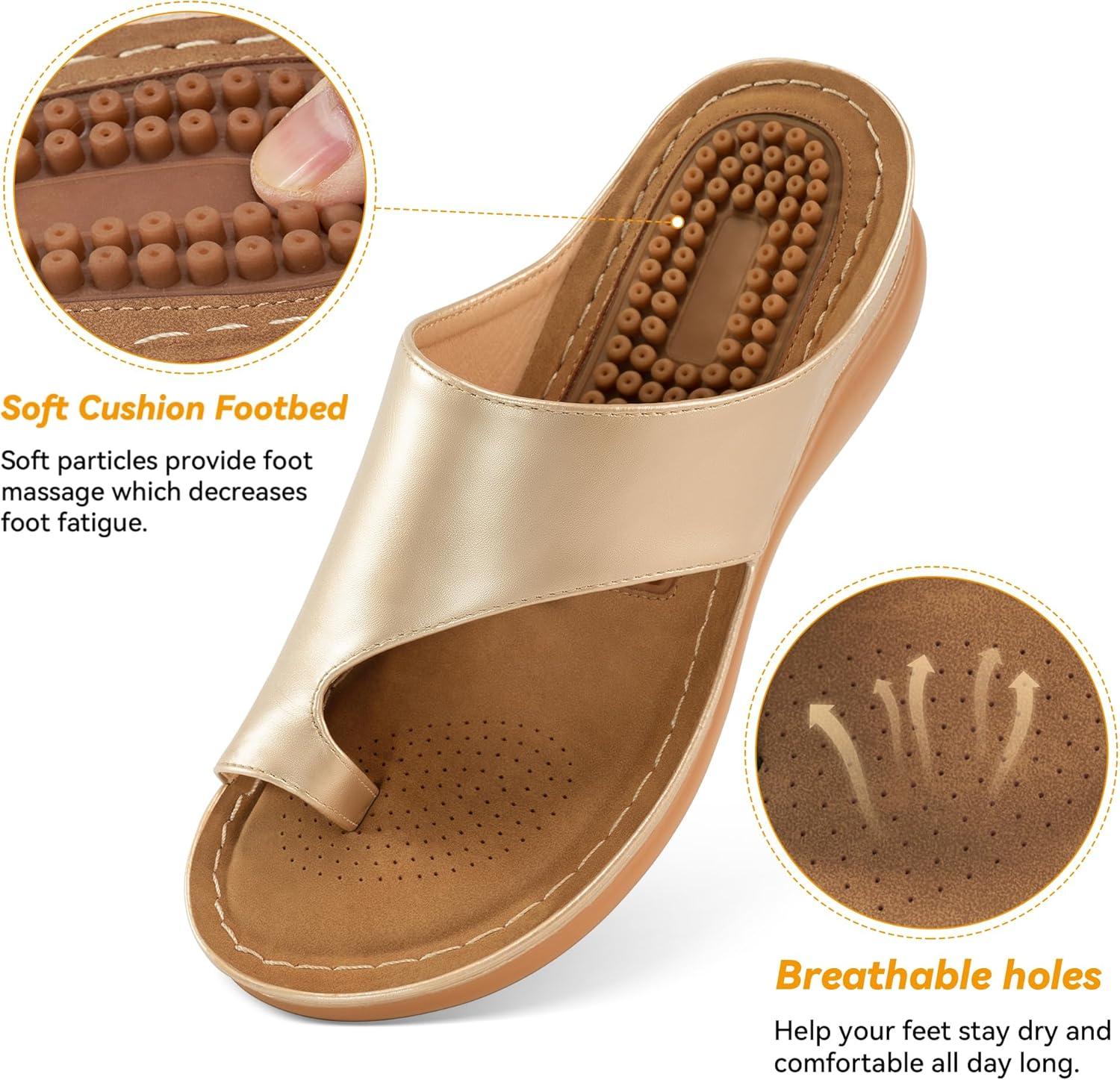 imageOrthopedic Wedge Sandals for Women Comfortable Dressy Summer Sandals Women Comfortable Casual Walking Wedges PlatformGold