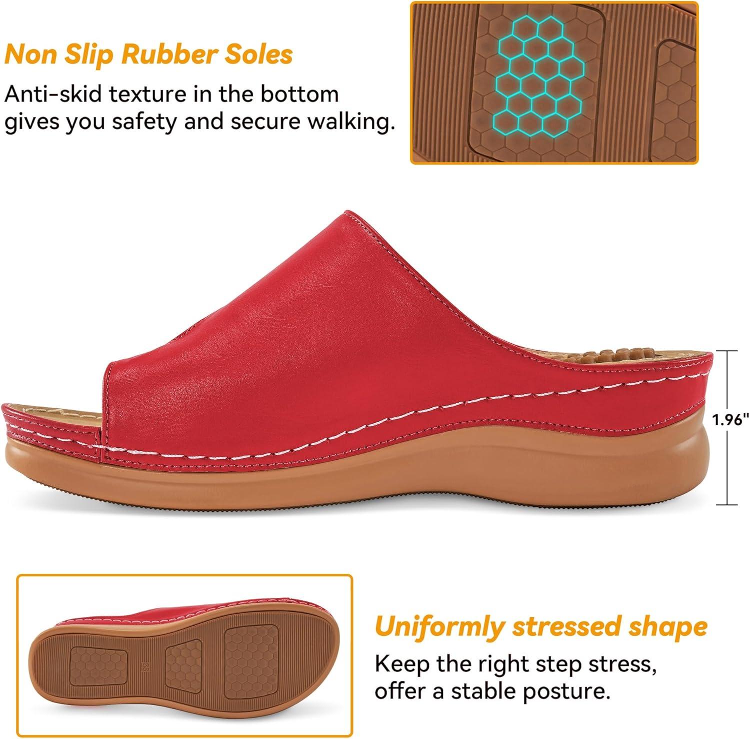 imageOrthopedic Wedge Sandals for Women Comfortable Dressy Summer Sandals Women Comfortable Casual Walking Wedges PlatformRed