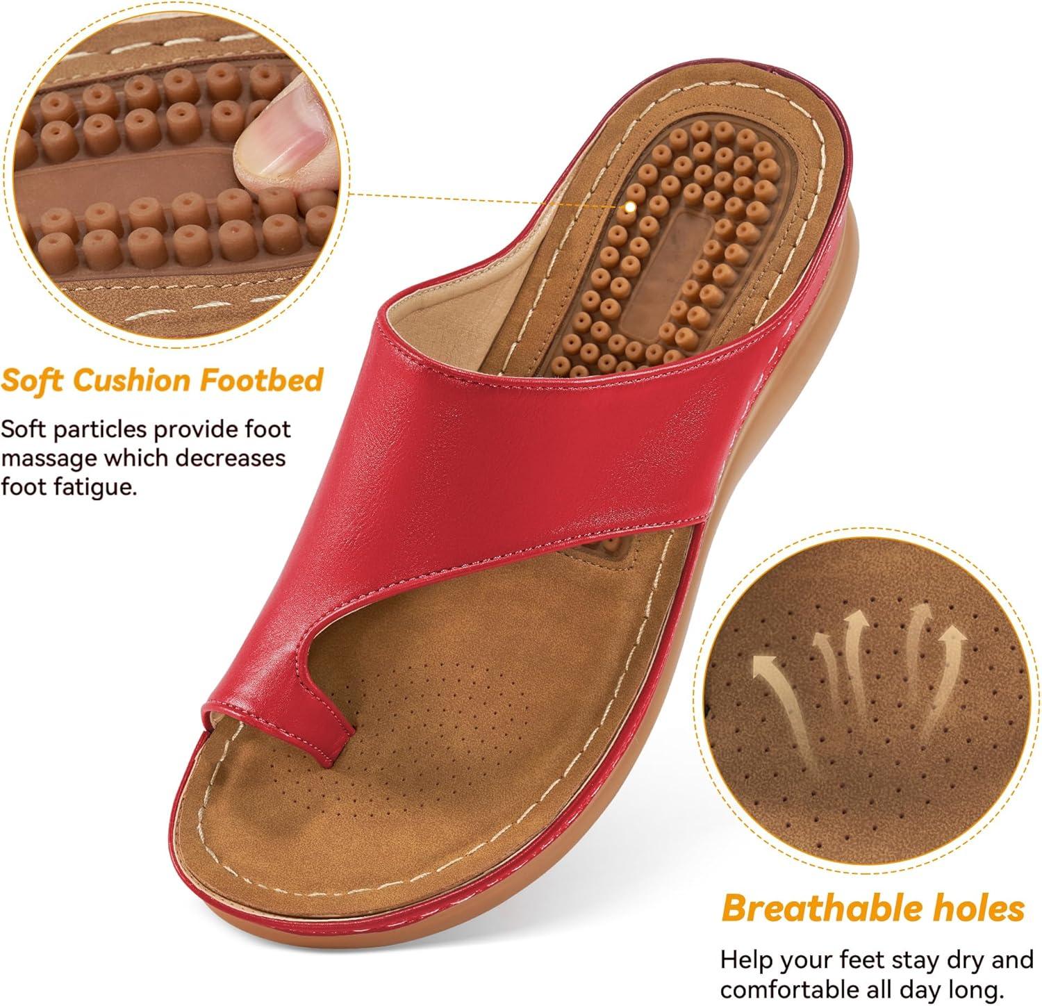 imageOrthopedic Wedge Sandals for Women Comfortable Dressy Summer Sandals Women Comfortable Casual Walking Wedges PlatformRed