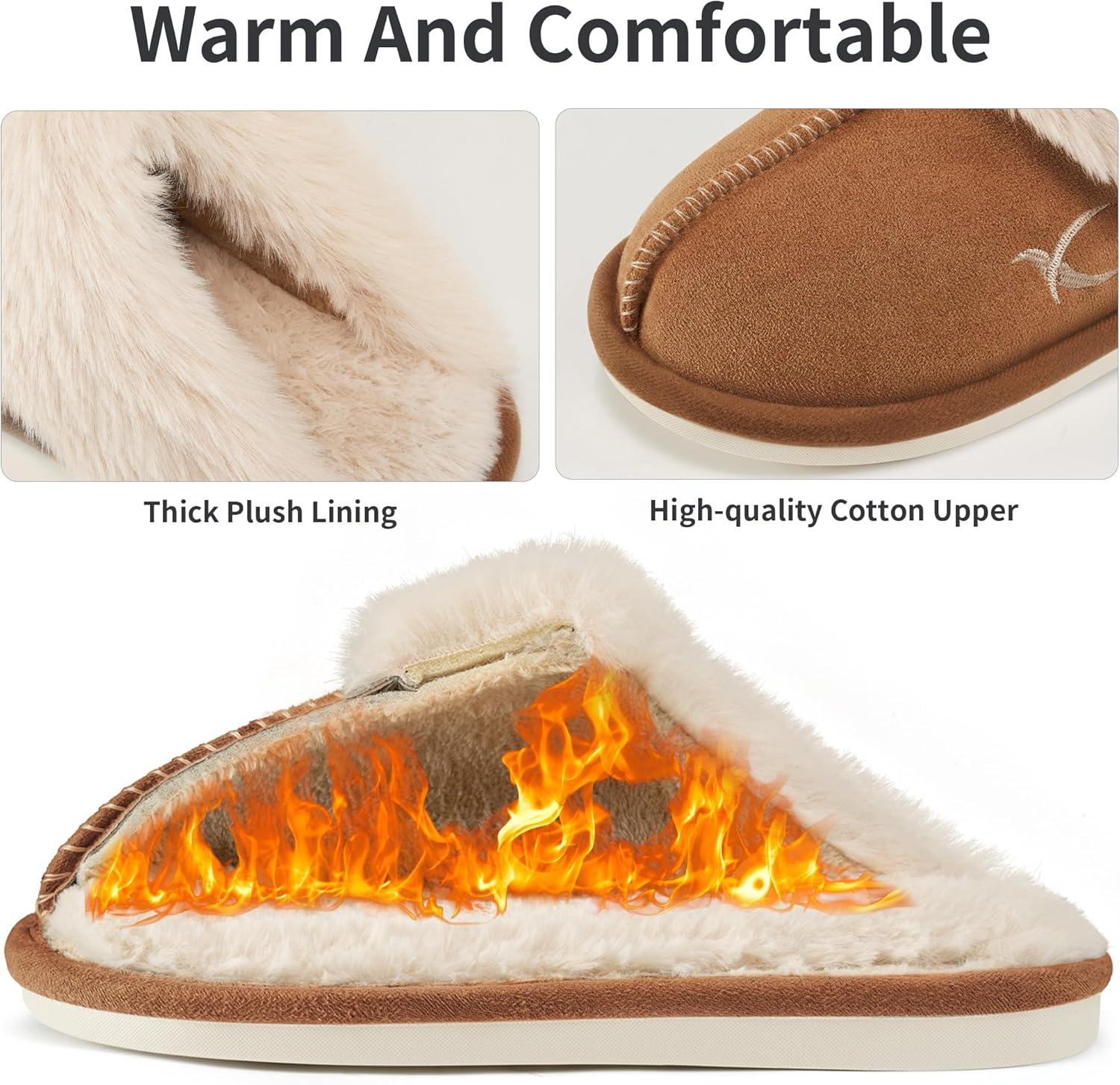 imageSlippers for Women House Shoes Memory Foam Womens Slippers Bedroom Comfortable Warm Fuzzy Slip On Winter Shoes Indoor OutdoorBrown