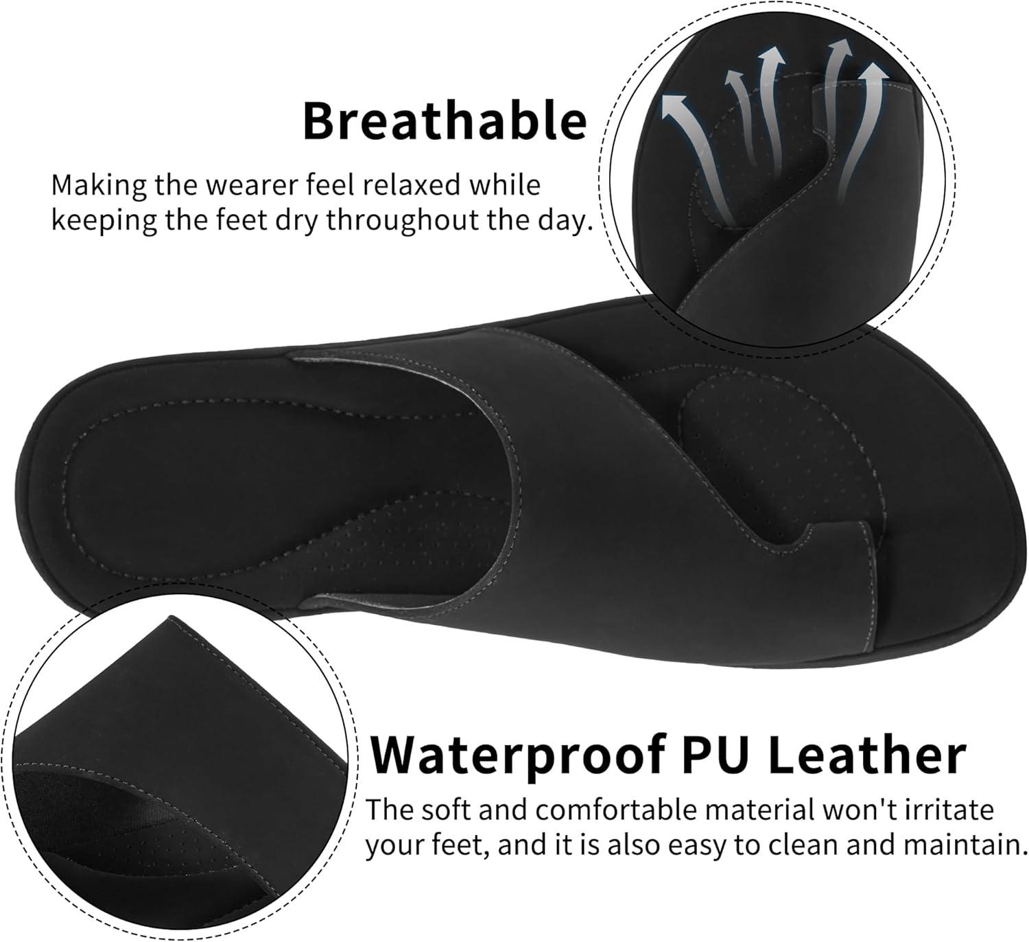 imageSummer Flat Sandals for Women Comfortable Walking Dressy Slides for 2025  Ladies Orthopedic Casual Shoes Indoor OutdoorAll Black