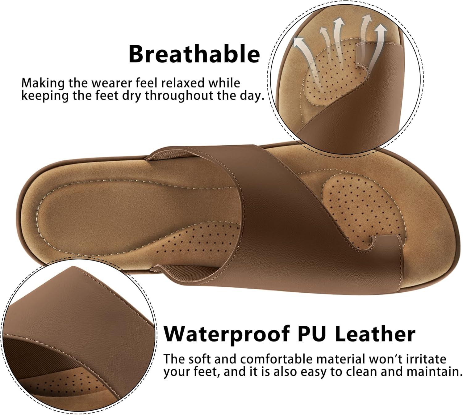 imageSummer Flat Sandals for Women Comfortable Walking Dressy Slides for 2025  Ladies Orthopedic Casual Shoes Indoor OutdoorBrown