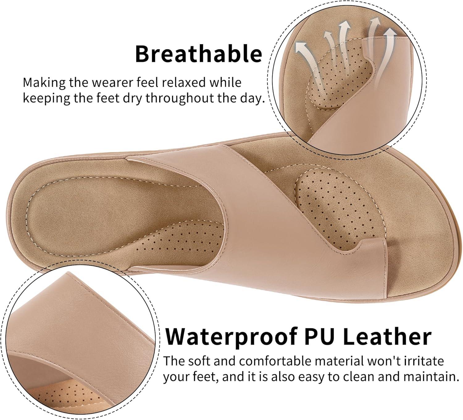 imageSummer Flat Sandals for Women Comfortable Walking Dressy Slides for 2025  Ladies Orthopedic Casual Shoes Indoor OutdoorLight Pink