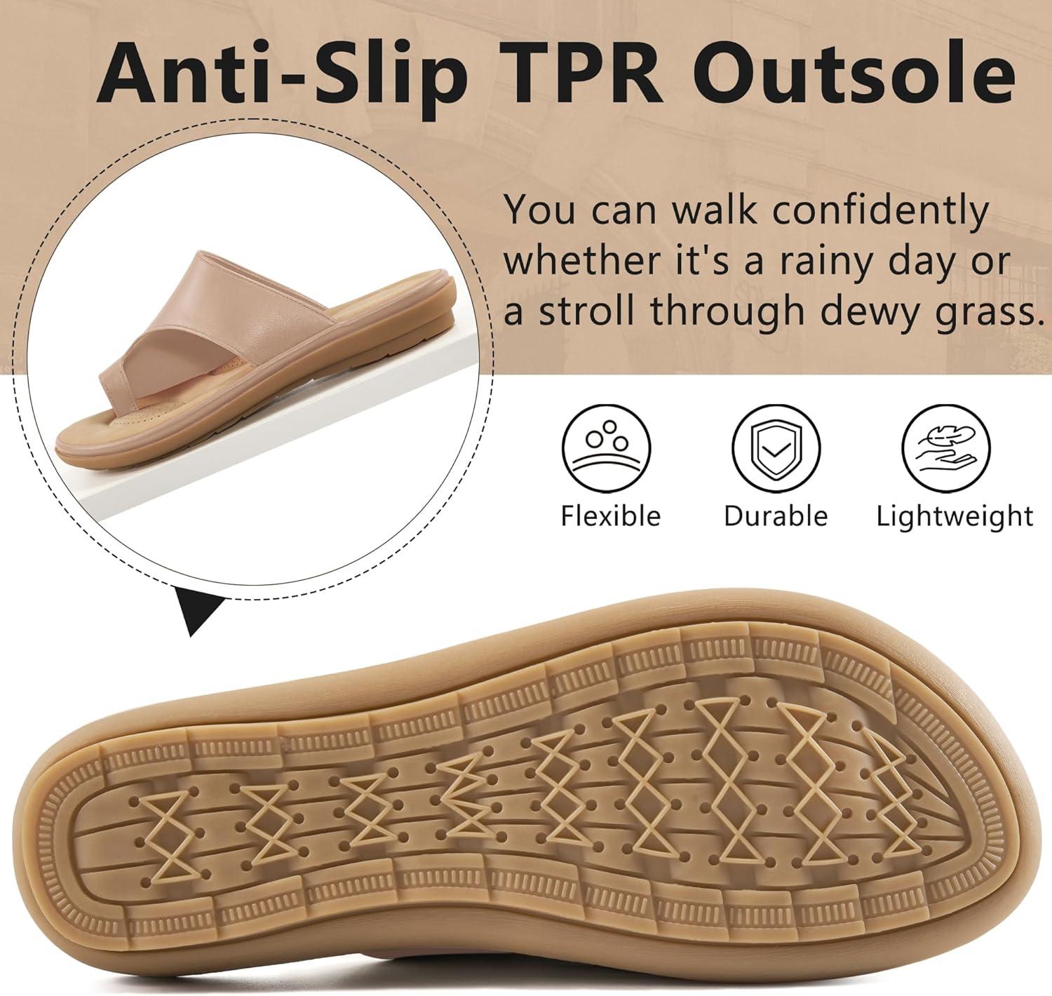 imageSummer Flat Sandals for Women Comfortable Walking Dressy Slides for 2025  Ladies Orthopedic Casual Shoes Indoor OutdoorLight Pink