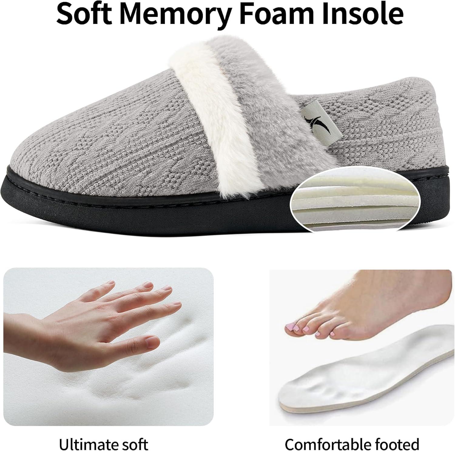 imageWomen Slippers Fuzzy Ladies Shoes Warm House Slippers for Indoor OutdoorGrey
