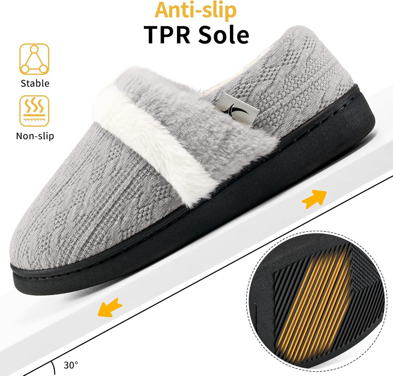 imageWomen Slippers Fuzzy Ladies Shoes Warm House Slippers for Indoor OutdoorGrey