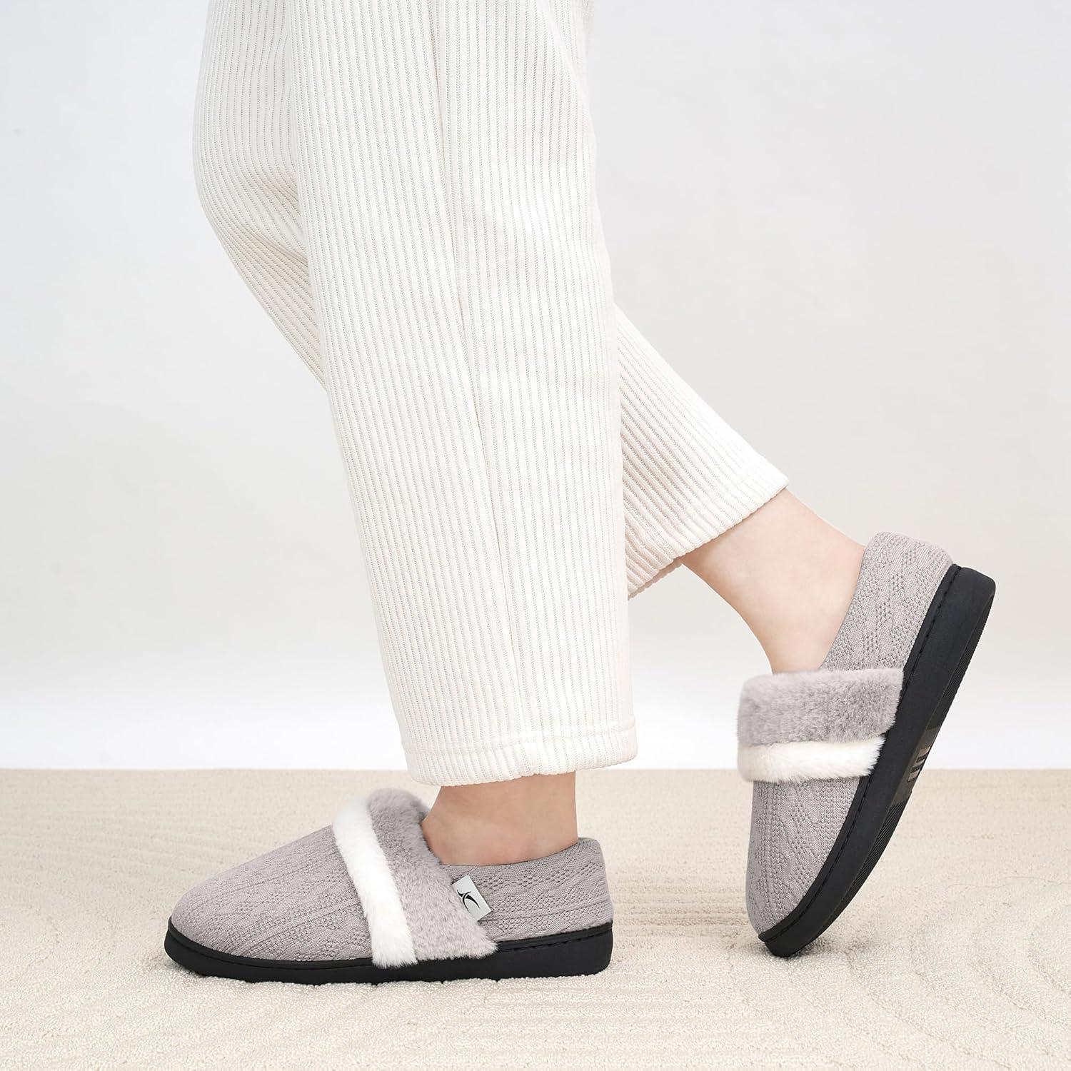 imageWomen Slippers Fuzzy Ladies Shoes Warm House Slippers for Indoor OutdoorGrey