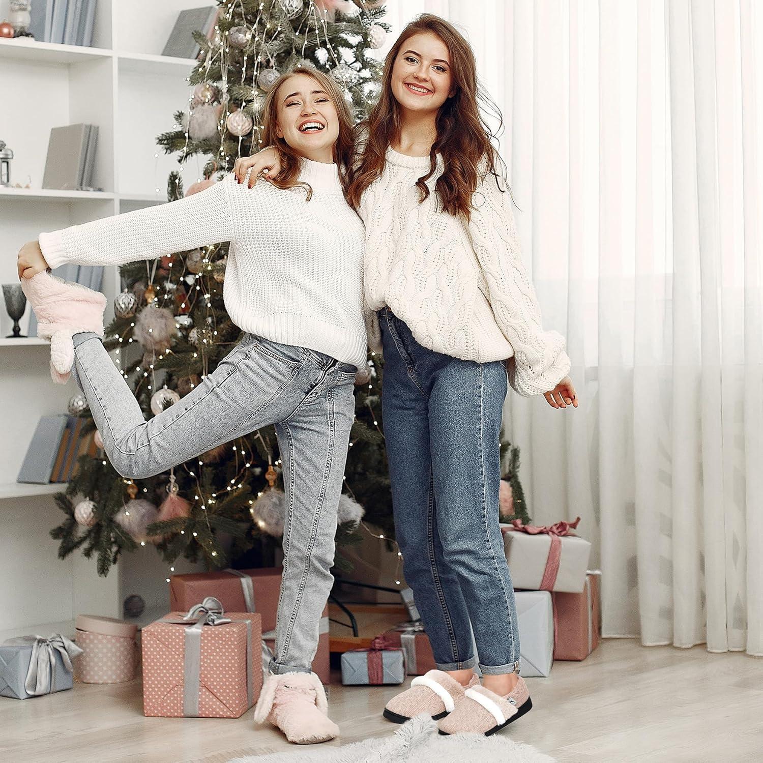 imageWomen Slippers Fuzzy Ladies Shoes Warm House Slippers for Indoor OutdoorGrey
