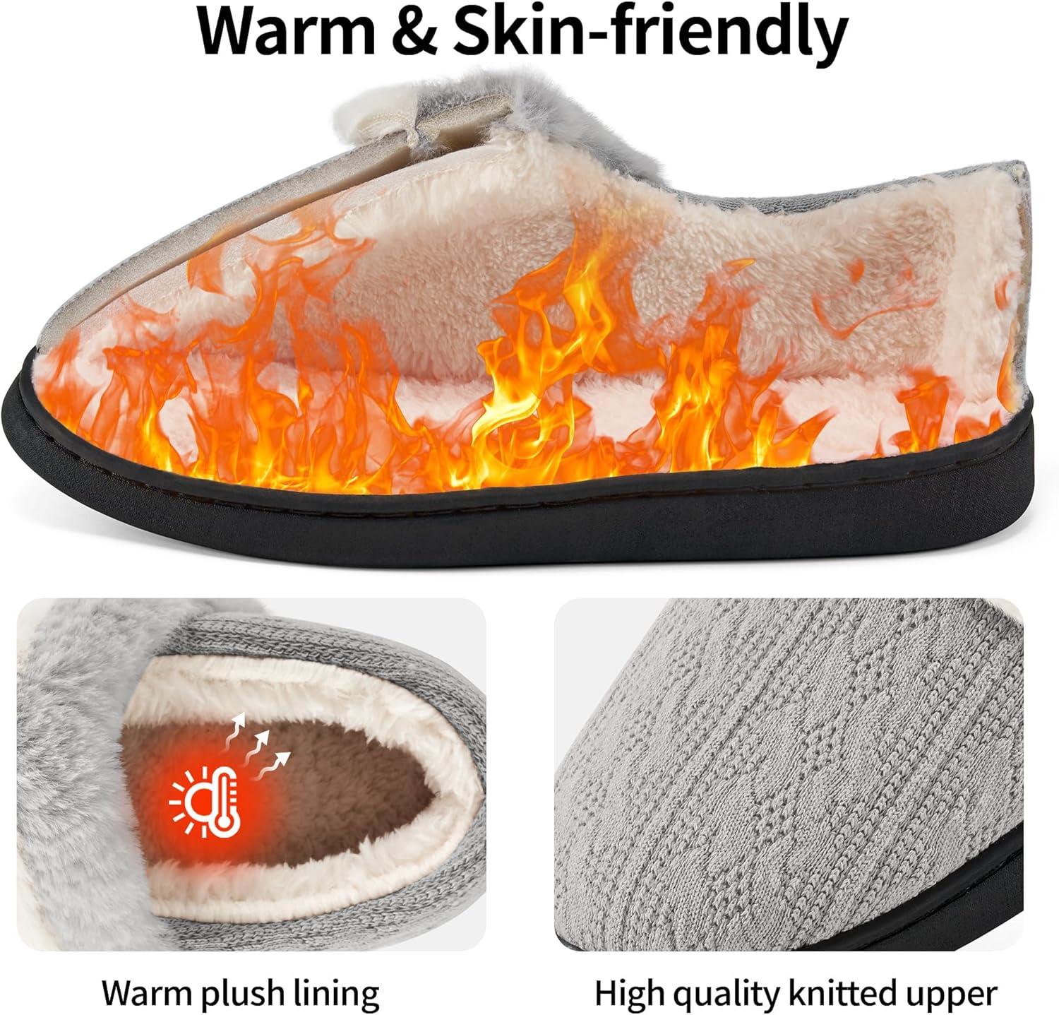 imageWomen Slippers Fuzzy Ladies Shoes Warm House Slippers for Indoor OutdoorGrey