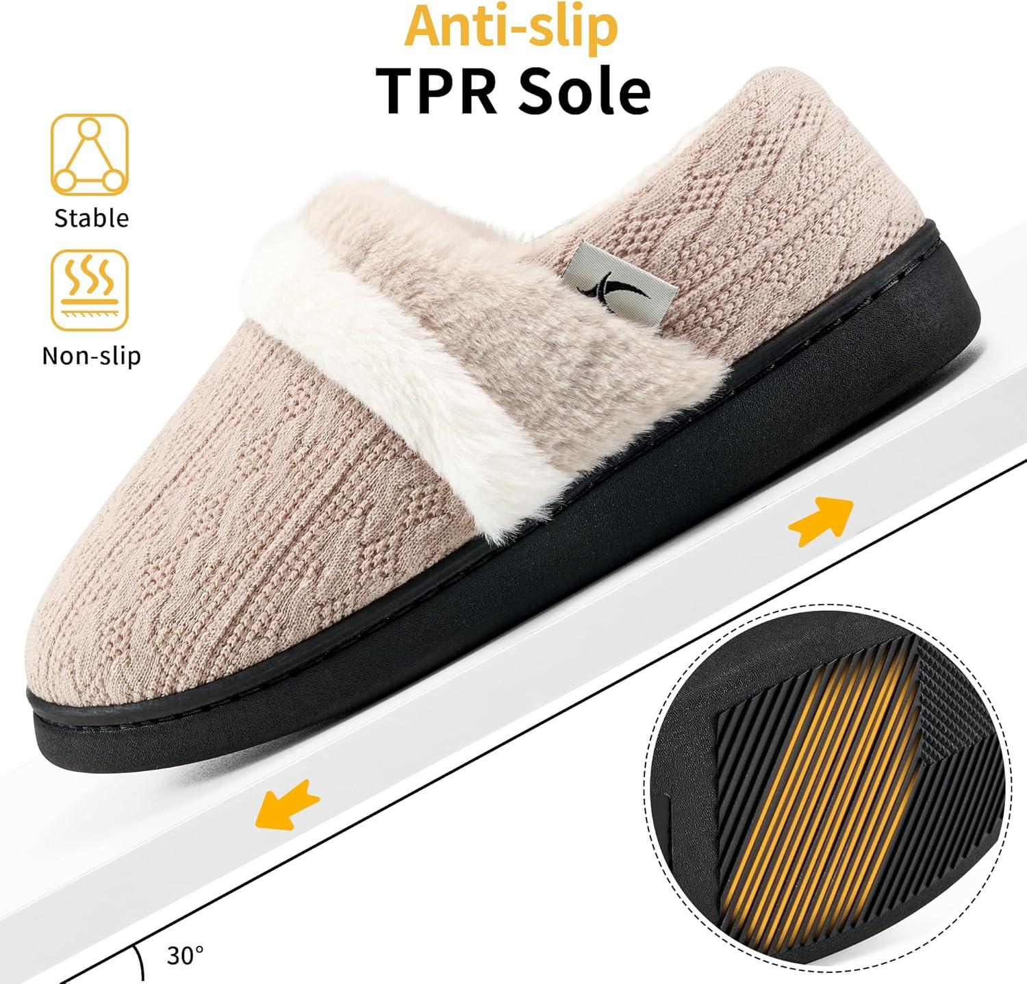 imageWomen Slippers Fuzzy Ladies Shoes Warm House Slippers for Indoor OutdoorKhaki