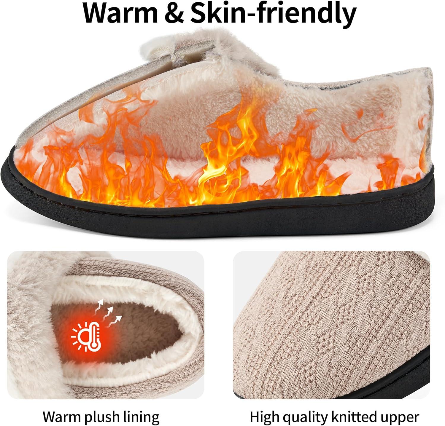 imageWomen Slippers Fuzzy Ladies Shoes Warm House Slippers for Indoor OutdoorKhaki
